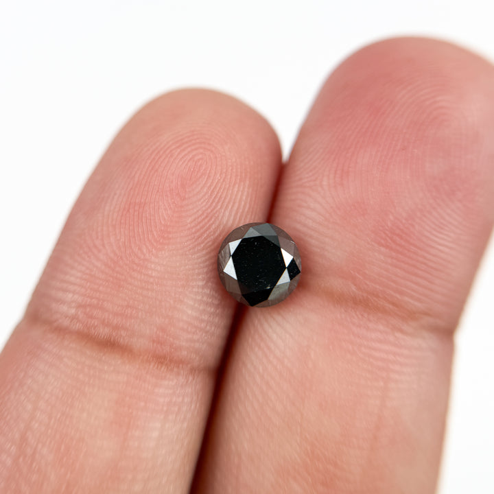 1.47 Ct Round Brilliant Cut Black Natural Salt and Pepper Diamond