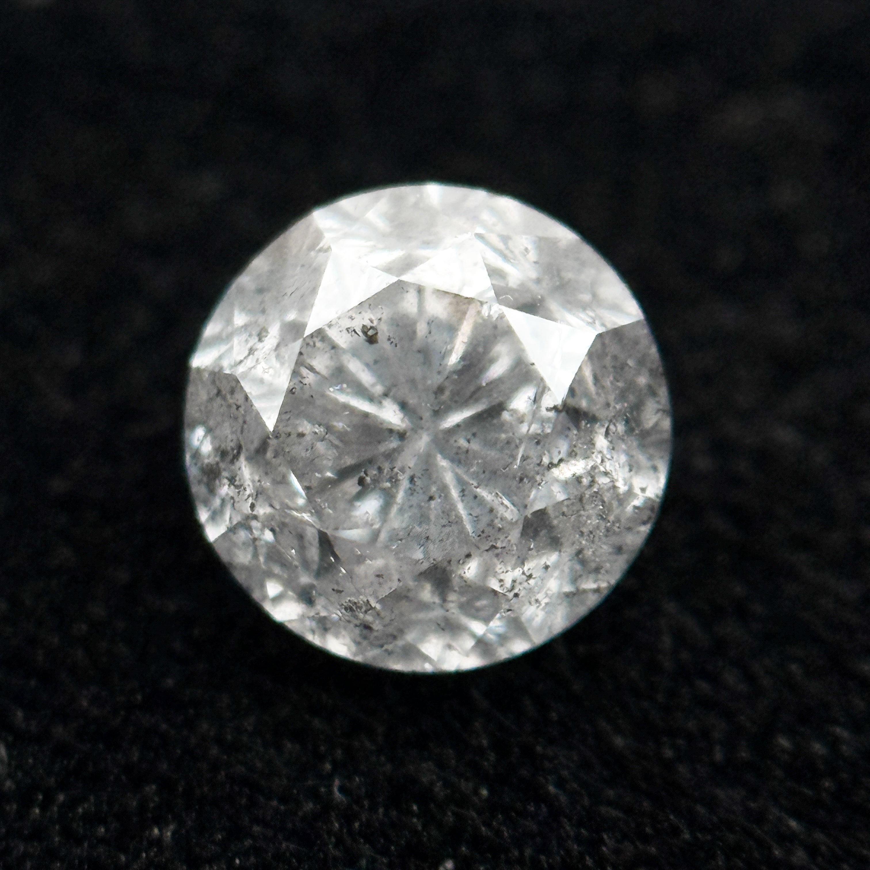 0.98 Ct Round Brilliant Cut Grey Natural Galaxy Diamond