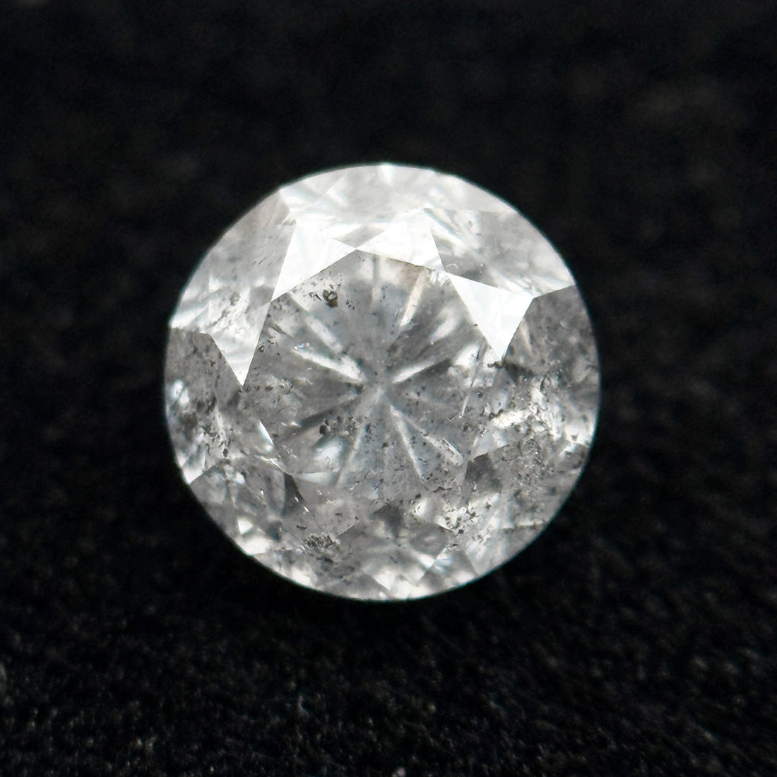 0.98 Ct Round Brilliant Cut Grey Natural Galaxy Diamond