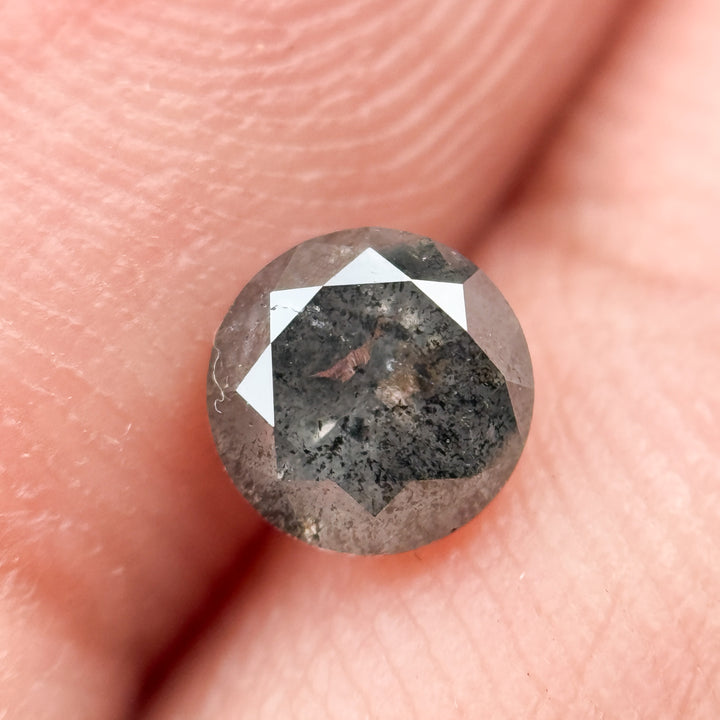 5 MM Round Brilliant Cut Grey Natural Minimalist Salt and Pepper Diamond