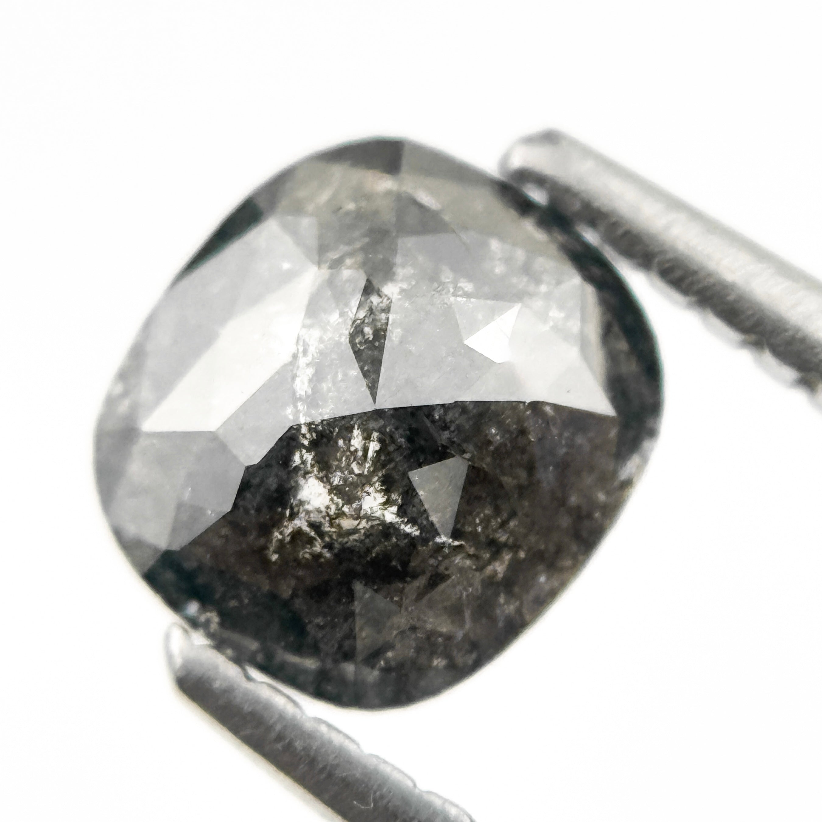 1.18 Ct Cushion Rose Cut Grey Natural Salt and Pepper Diamond
