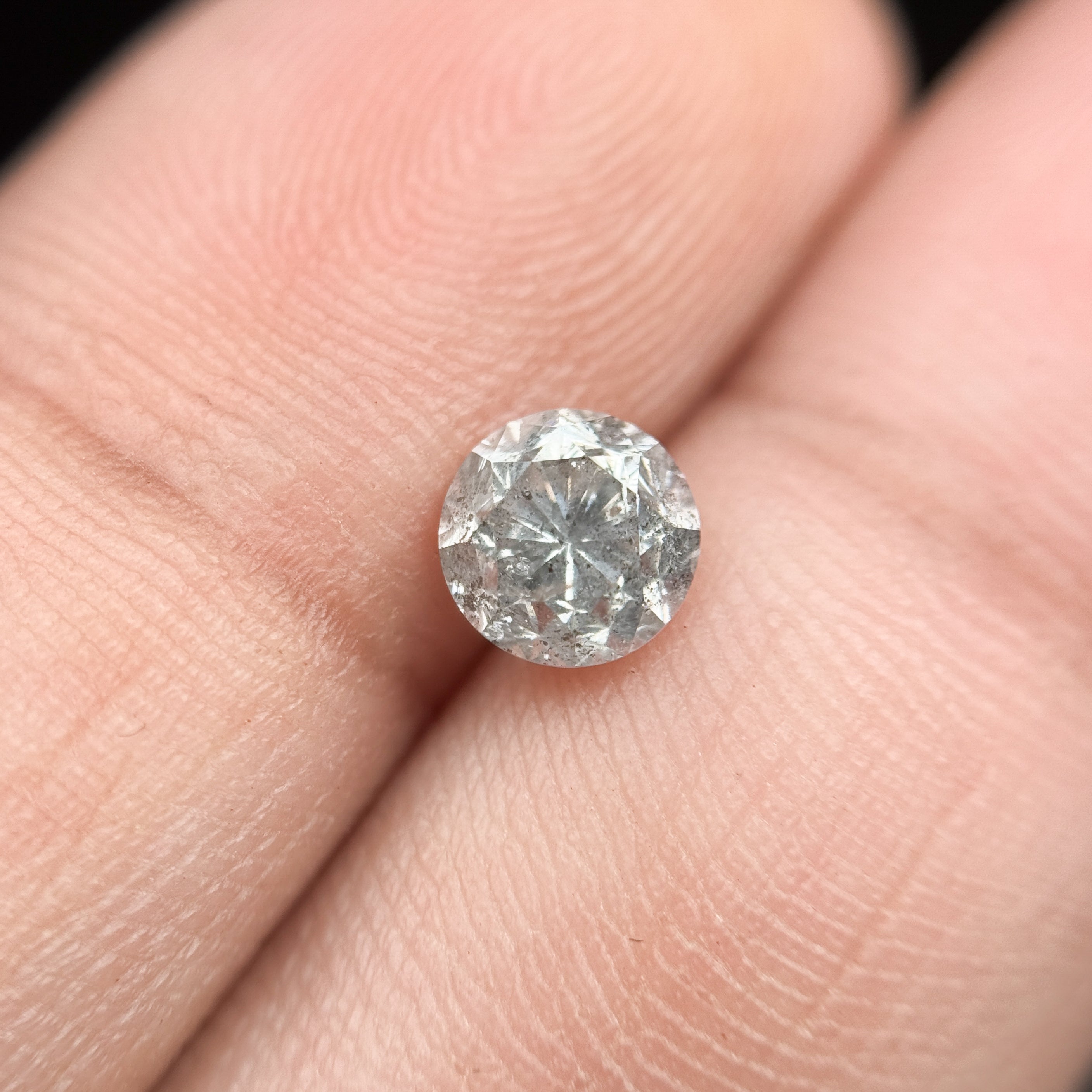 0.98 Ct Round Brilliant Cut Grey Natural Galaxy Diamond