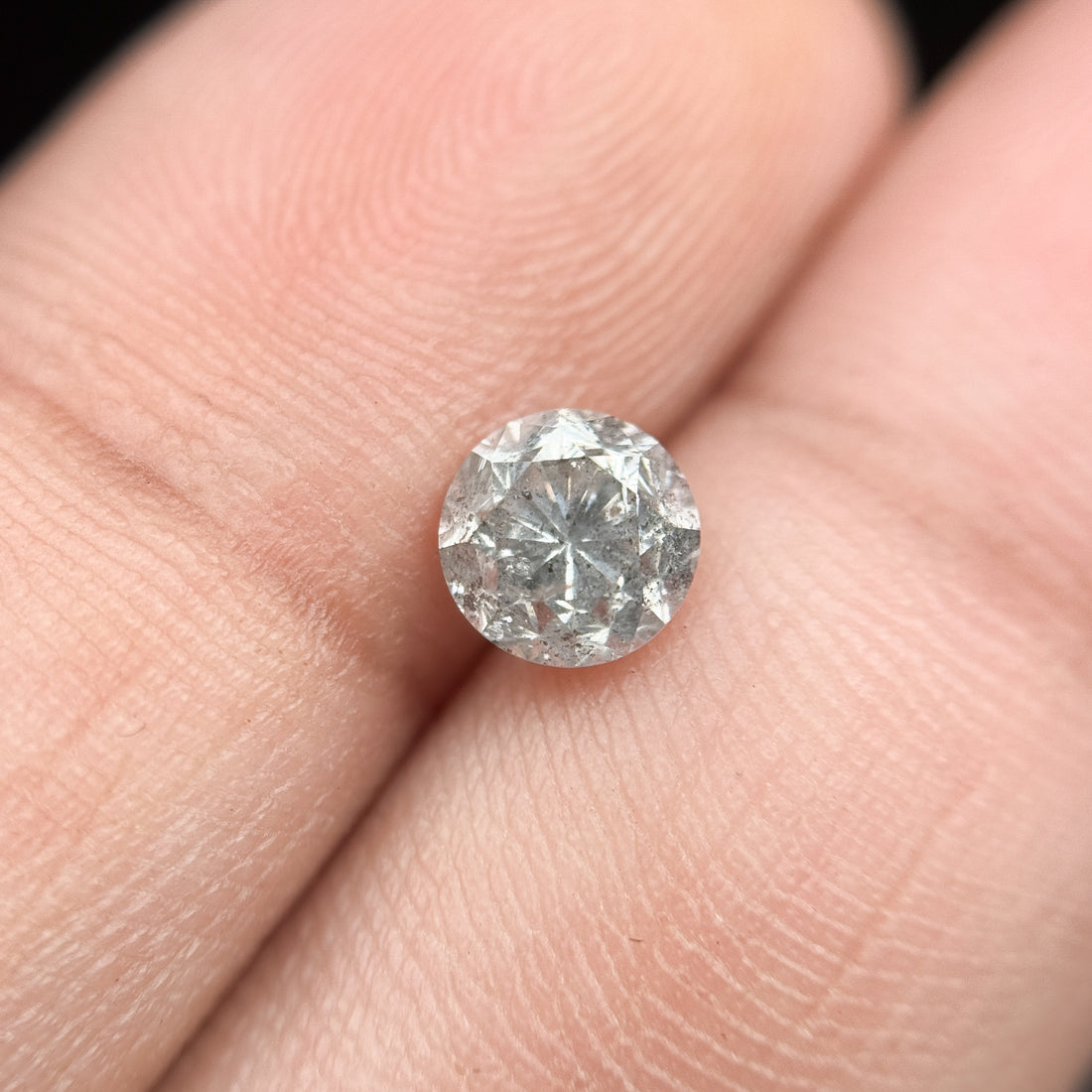 0.98 Ct Round Brilliant Cut Grey Natural Galaxy Diamond