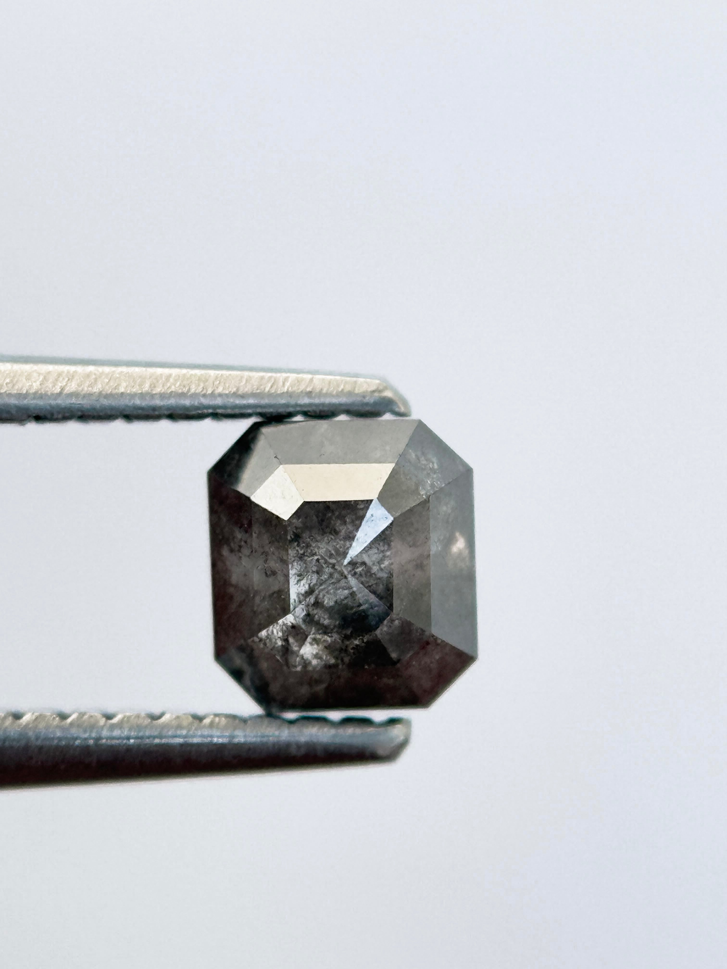 0.80 Ct Emerald Rose Cut Grey Natural Vintage Diamond