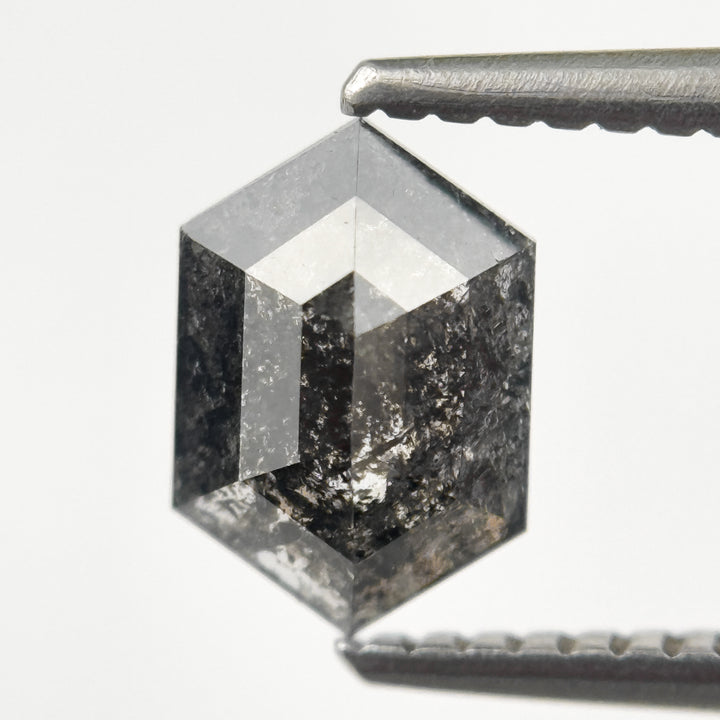 0.88 Ct Hexagon Rose Cut Grey Natural Salt and Pepper Diamond