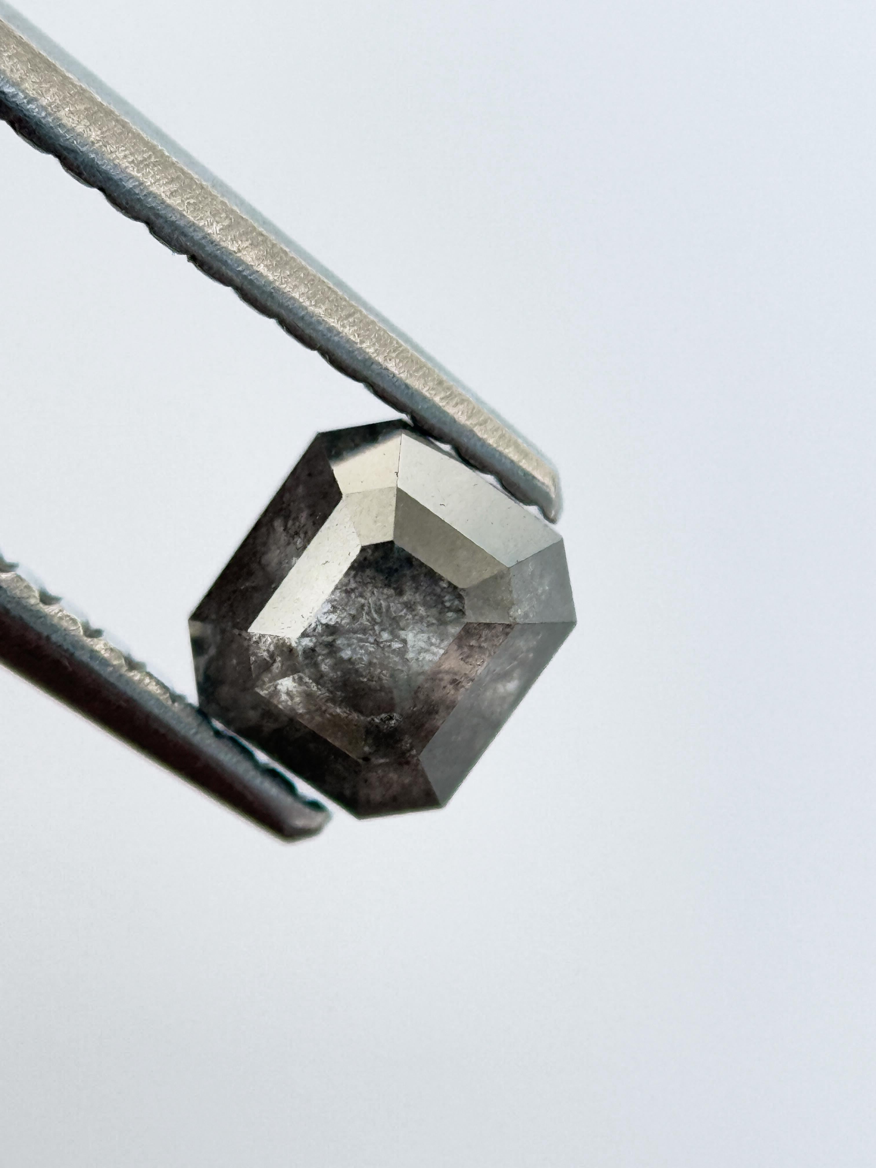 0.80 Ct Emerald Rose Cut Grey Natural Vintage Diamond