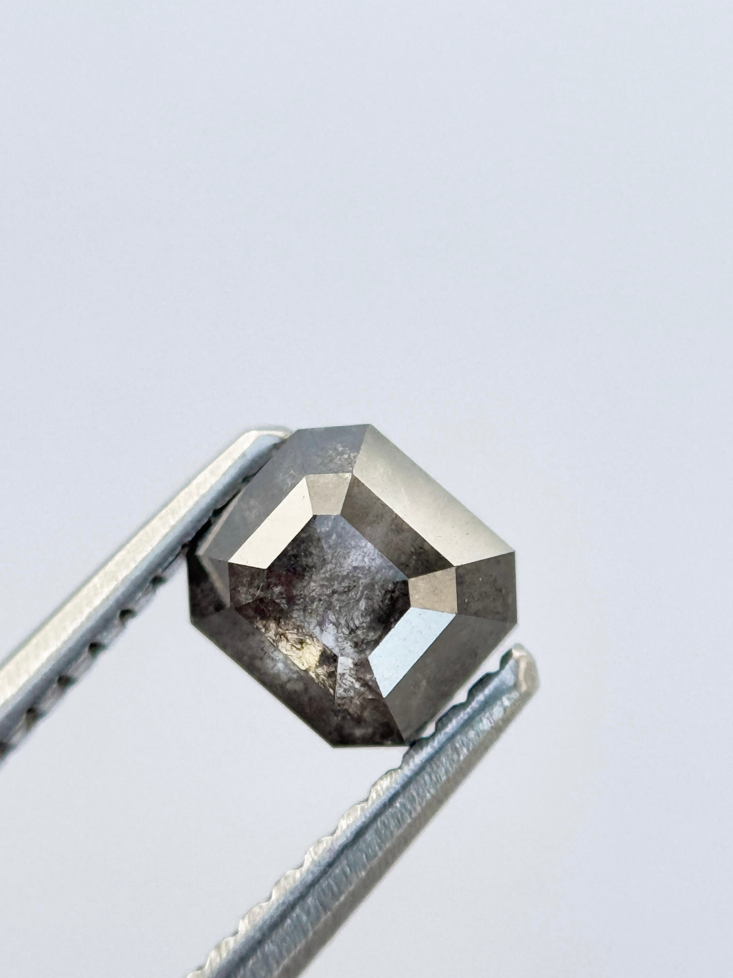 0.80 Ct Emerald Rose Cut Grey Natural Vintage Diamond