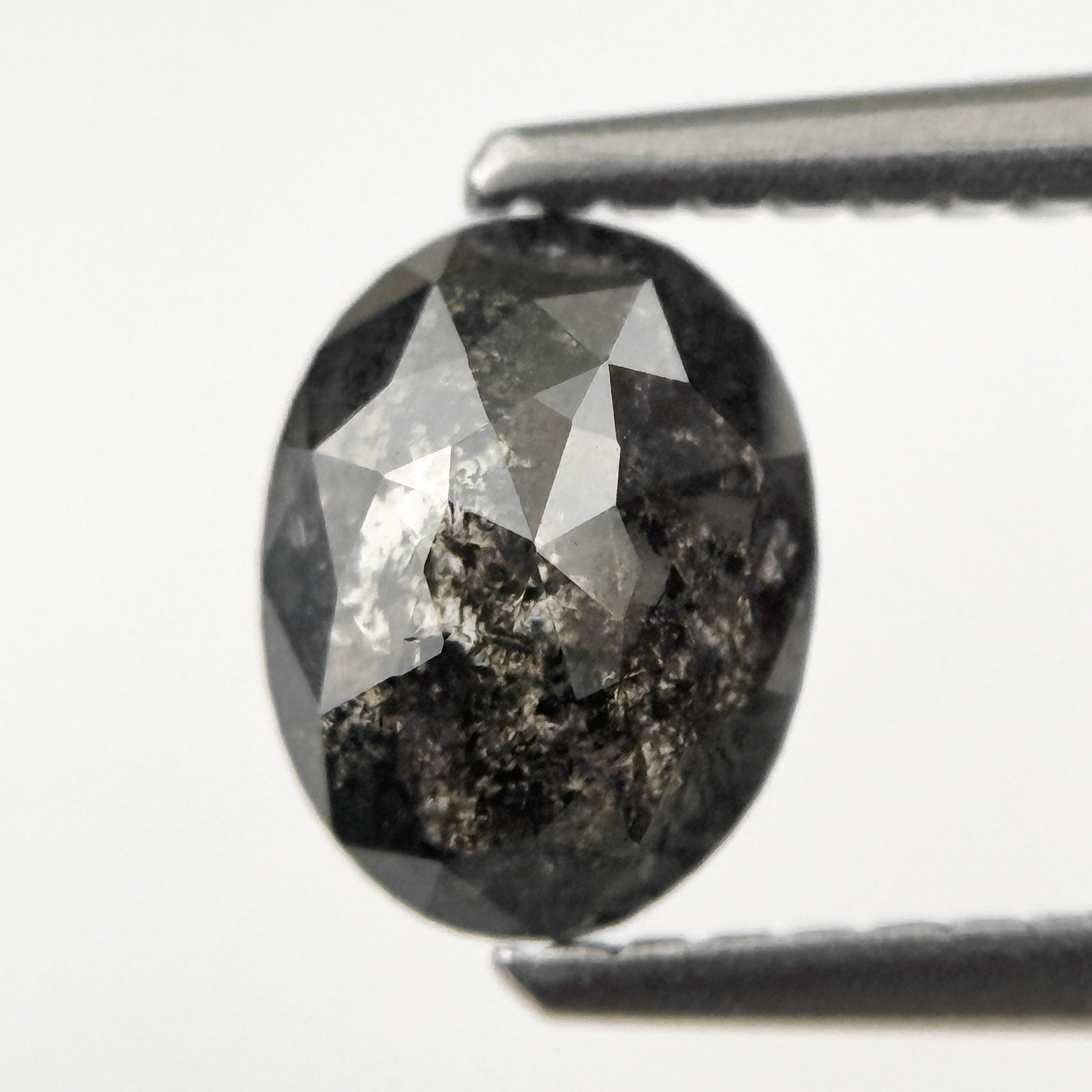 1.08 Ct Oval Rose Cut Grey Natural Salt and Pepper Diamond
