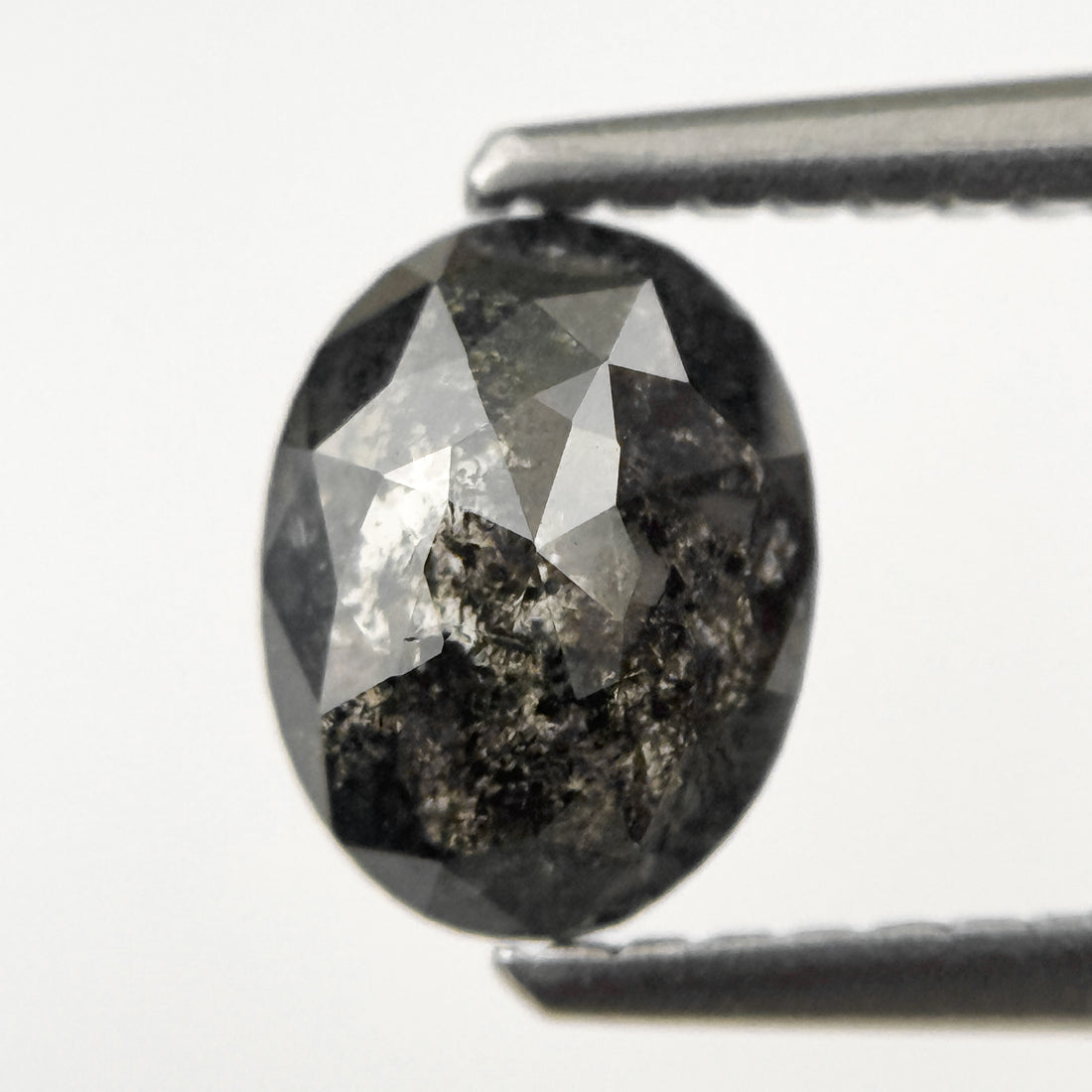 1.08 Ct Oval Rose Cut Grey Natural Salt and Pepper Diamond