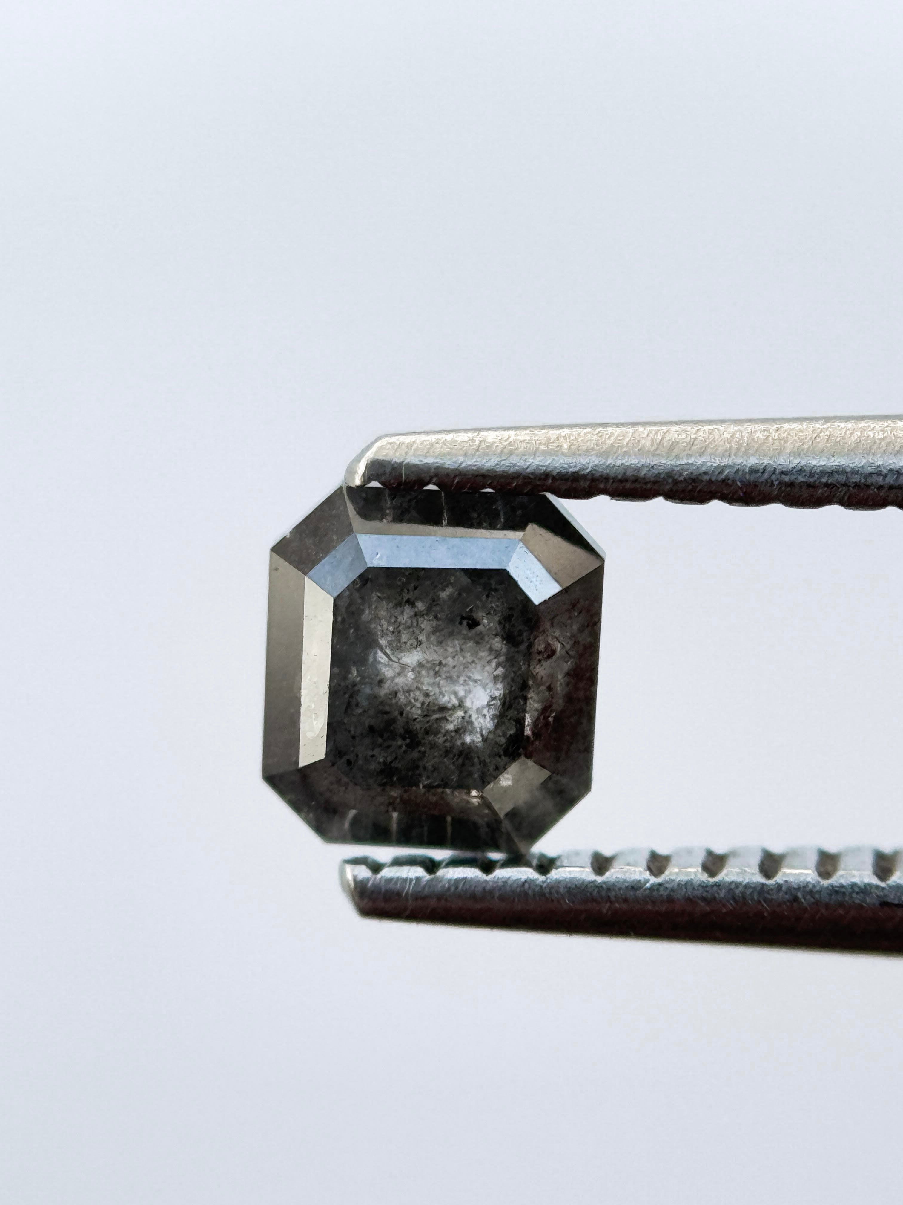 0.80 Ct Emerald Rose Cut Grey Natural Vintage Diamond