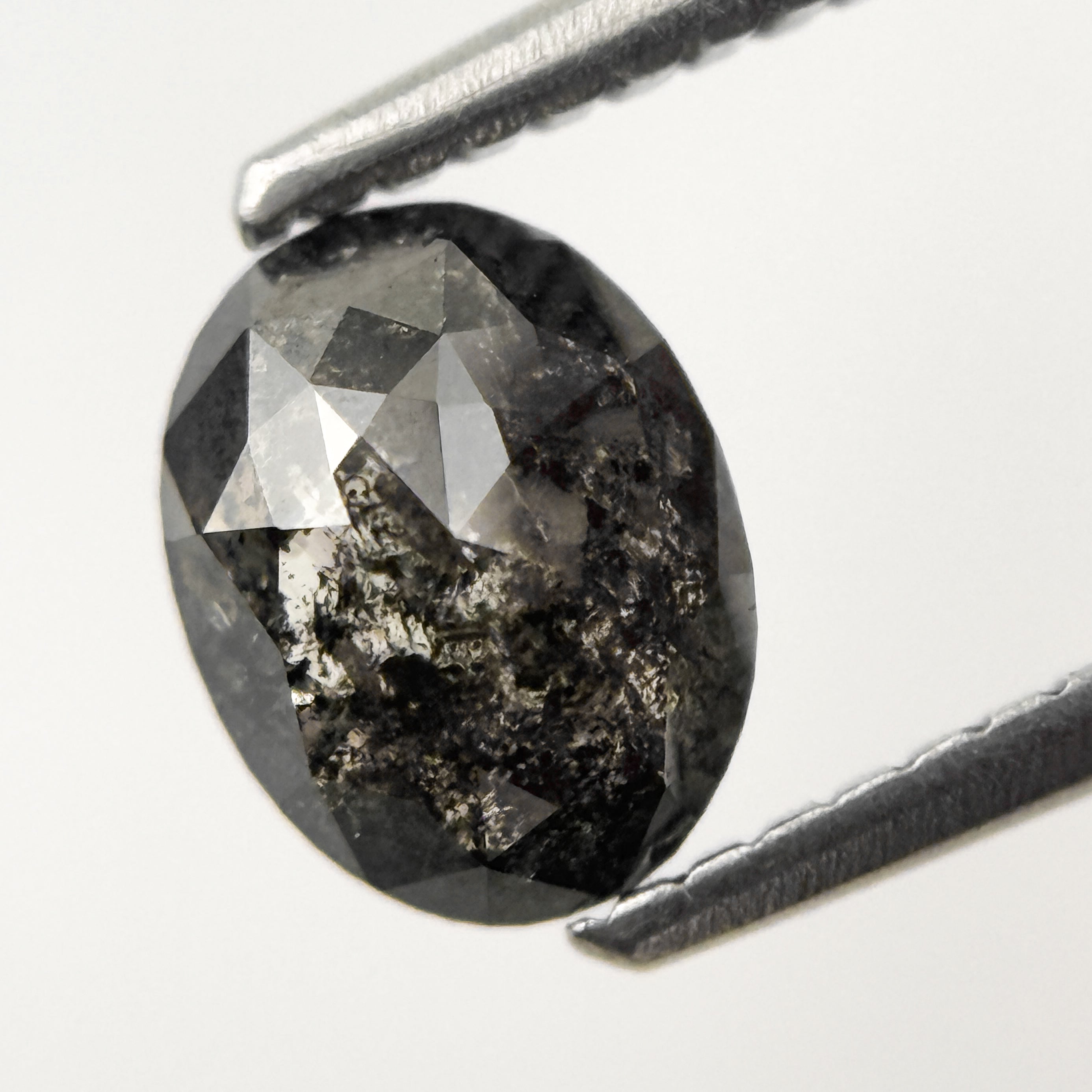1.08 Ct Oval Rose Cut Grey Natural Salt and Pepper Diamond