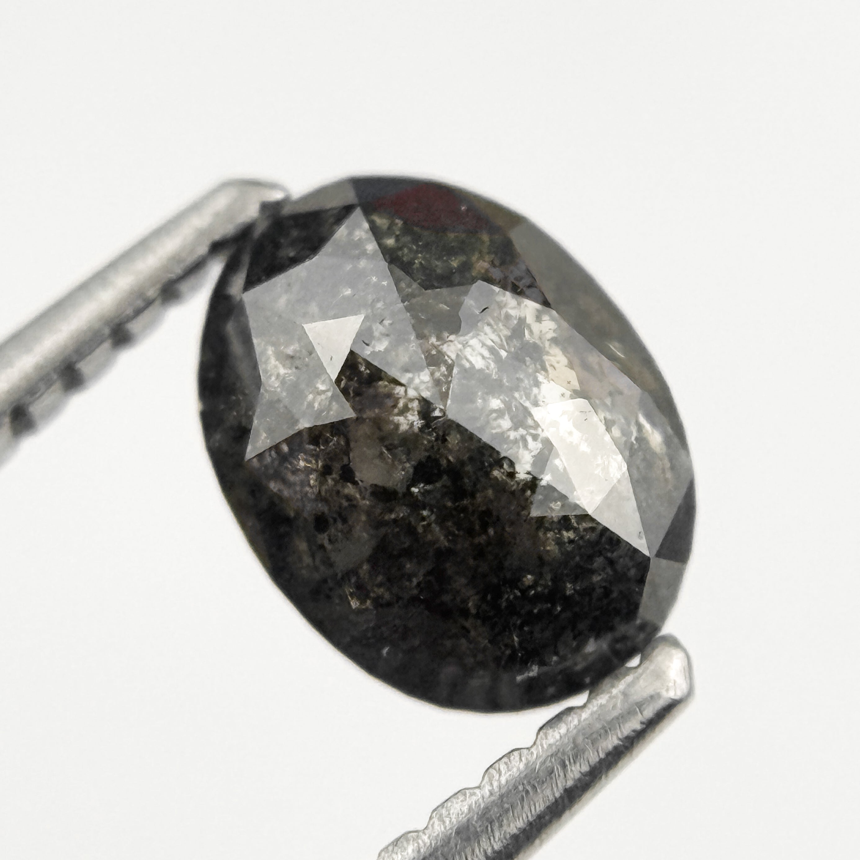 1.08 Ct Oval Rose Cut Grey Natural Salt and Pepper Diamond