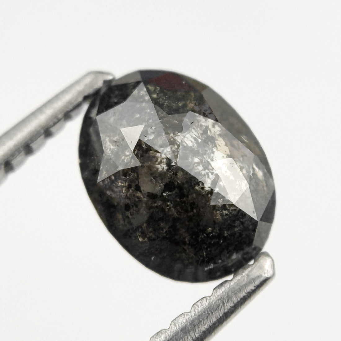 1.08 Ct Oval Rose Cut Grey Natural Salt and Pepper Diamond