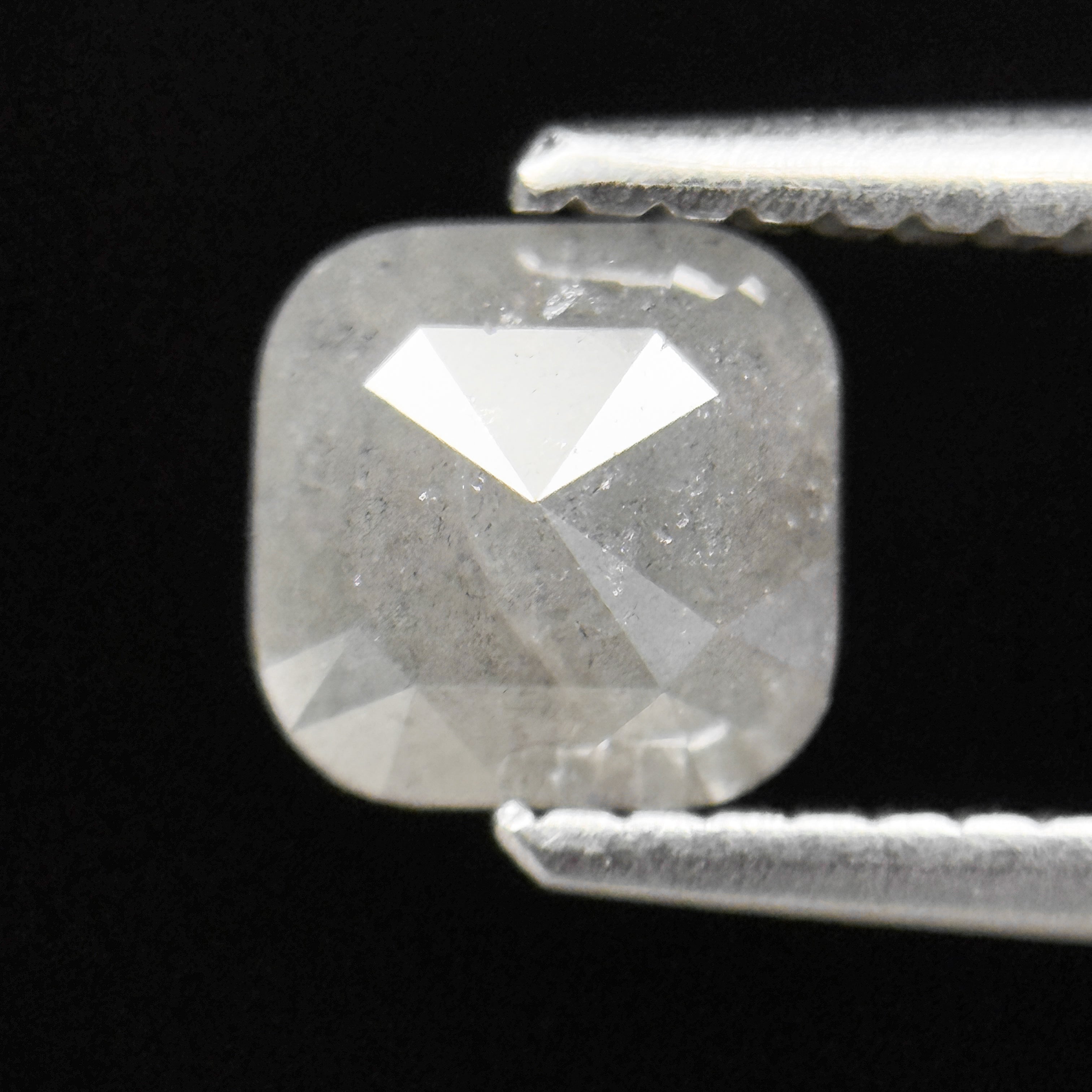 0.88 Ct Cushion Rose Cut ICY White Natural Fancy Diamond