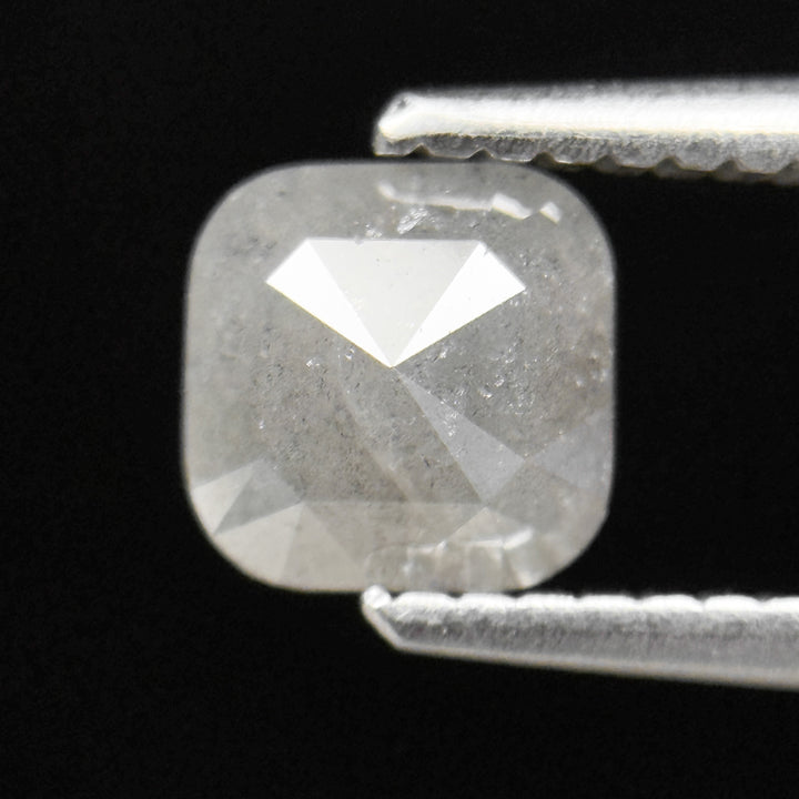 0.88 Ct Cushion Rose Cut ICY White Natural Fancy Diamond