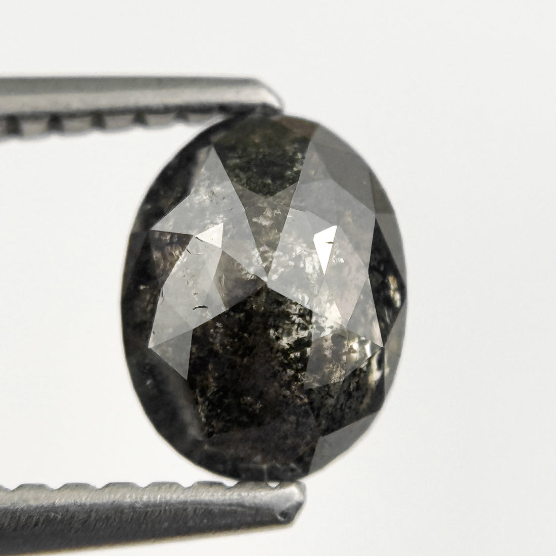 1.08 Ct Oval Rose Cut Grey Natural Salt and Pepper Diamond