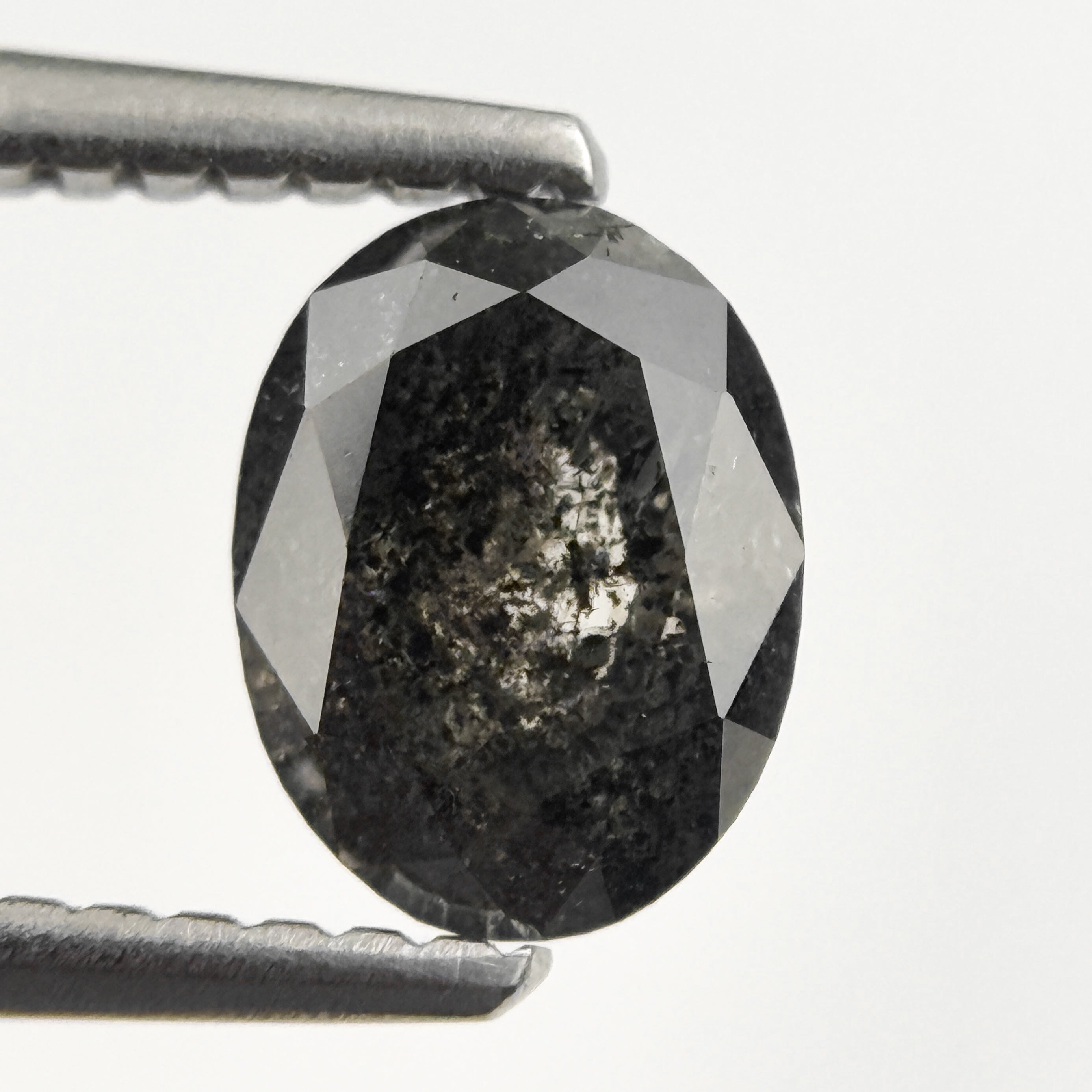 1.08 Ct Oval Rose Cut Grey Natural Salt and Pepper Diamond