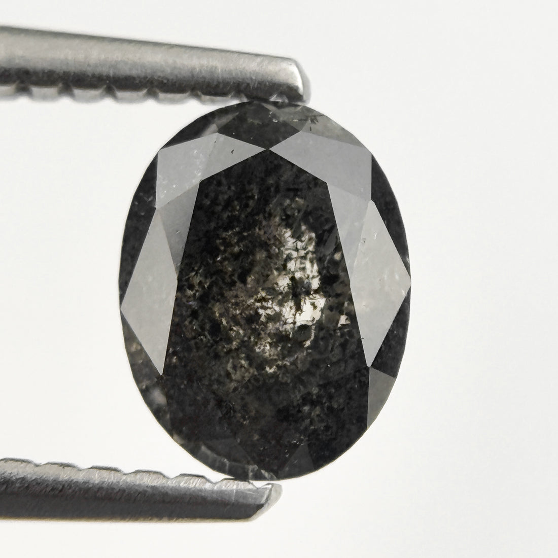 1.08 Ct Oval Rose Cut Grey Natural Salt and Pepper Diamond