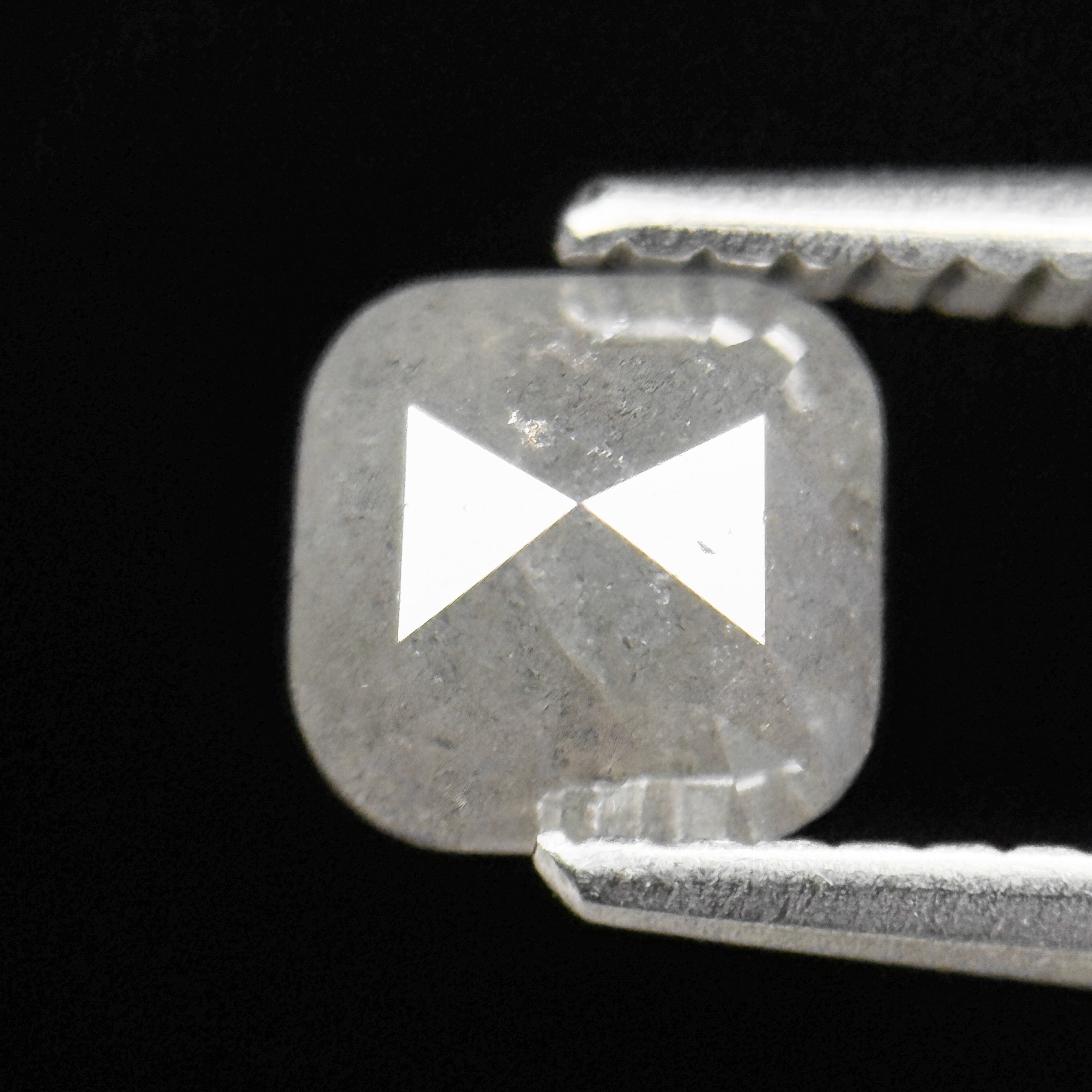0.88 Ct Cushion Rose Cut ICY White Natural Fancy Diamond