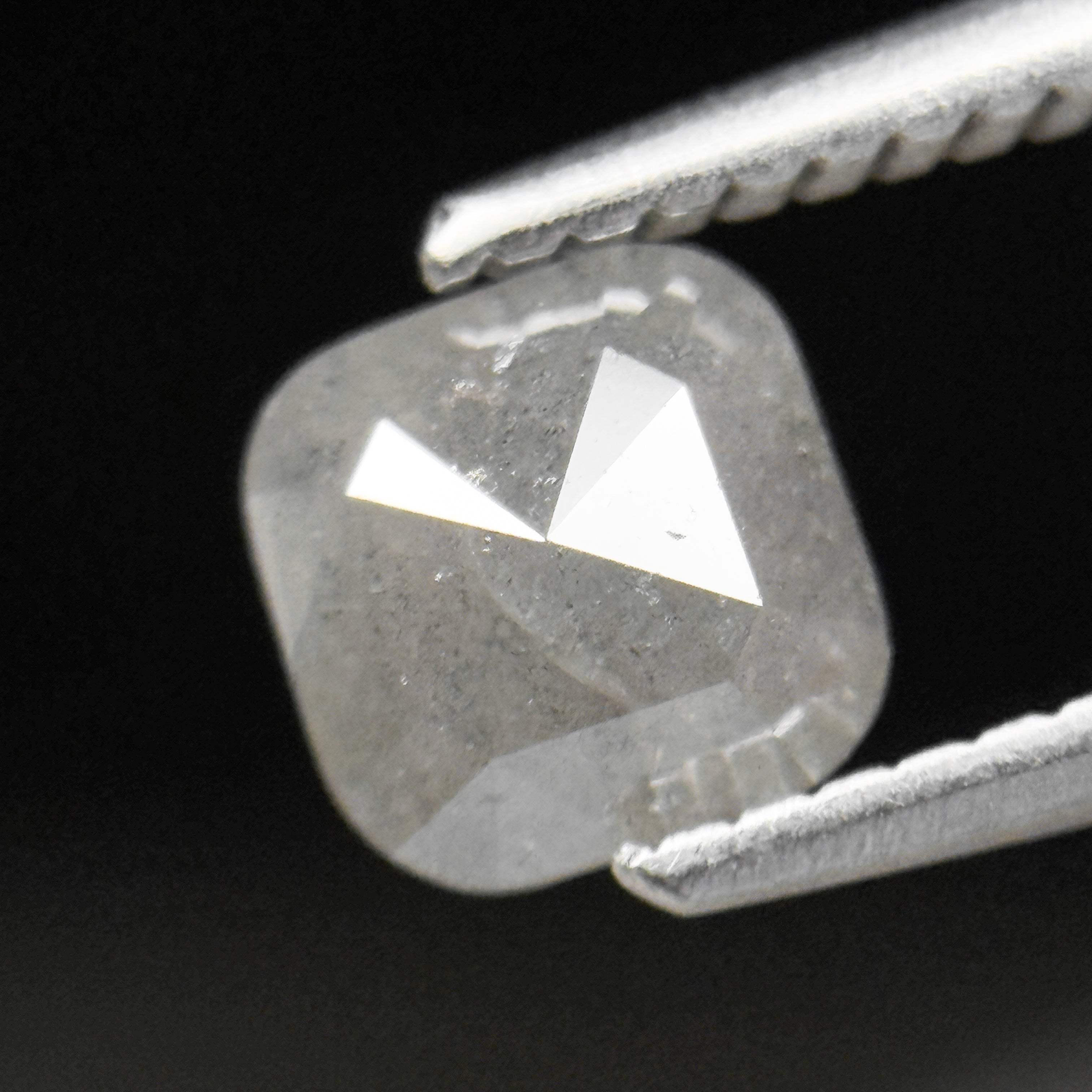 0.88 Ct Cushion Rose Cut ICY White Natural Fancy Diamond