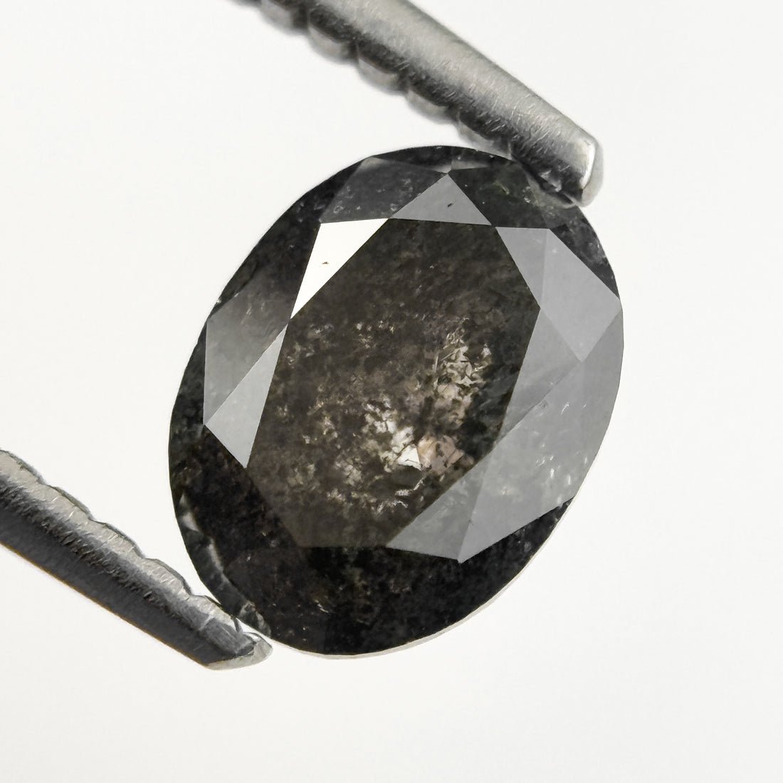 1.08 Ct Oval Rose Cut Grey Natural Salt and Pepper Diamond