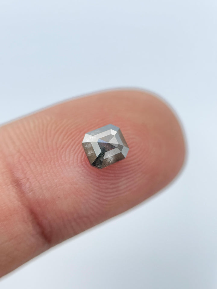 0.80 Ct Emerald Rose Cut Grey Natural Vintage Diamond