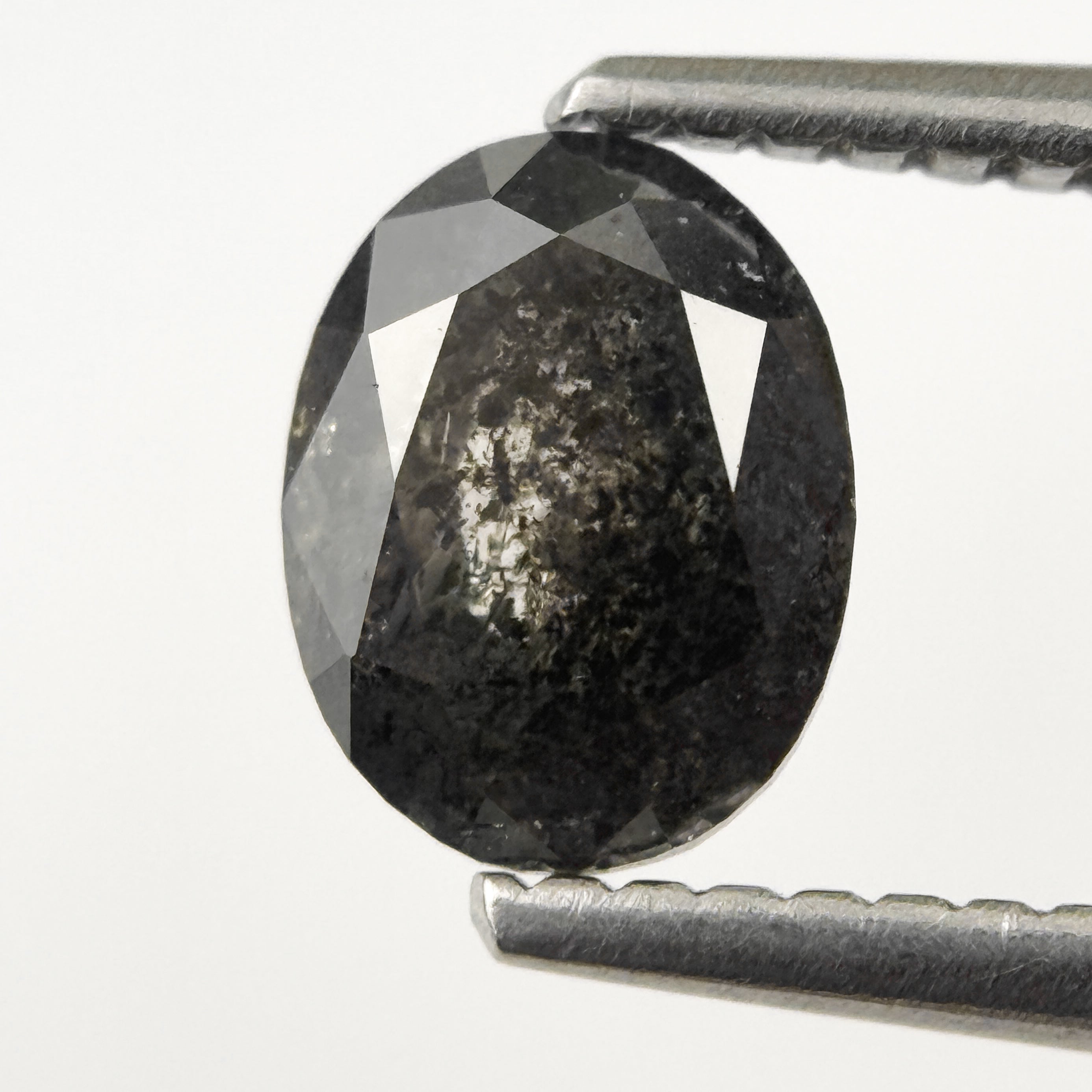 1.08 Ct Oval Rose Cut Grey Natural Salt and Pepper Diamond
