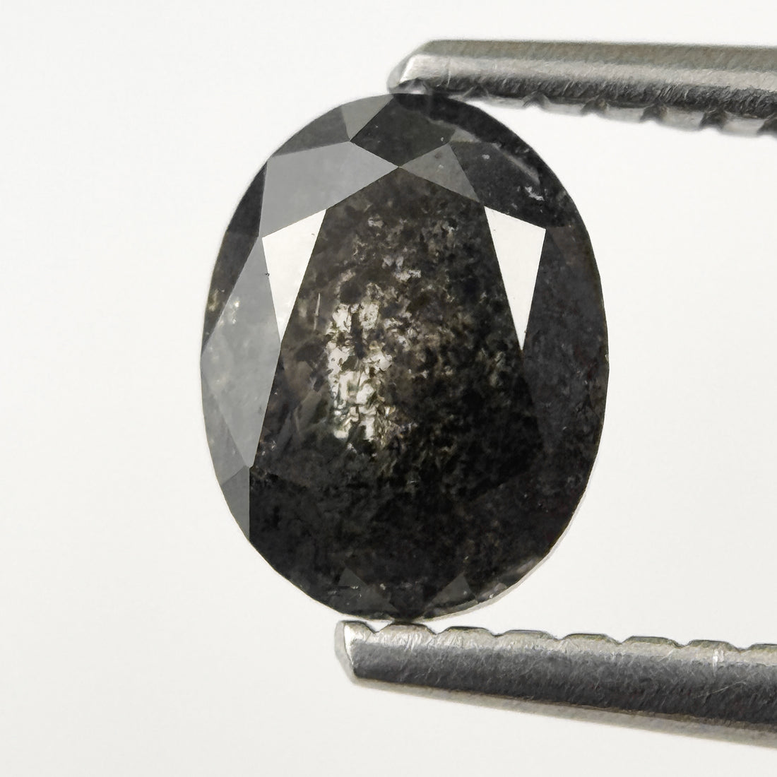 1.08 Ct Oval Rose Cut Grey Natural Salt and Pepper Diamond