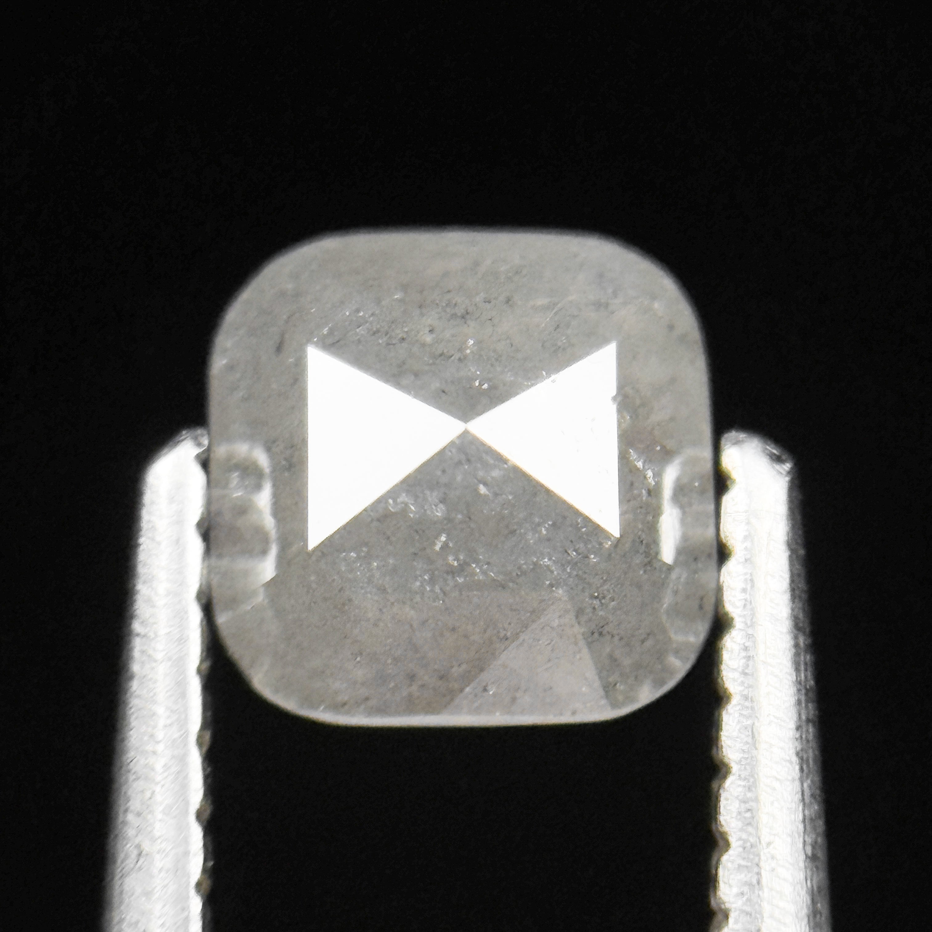 0.88 Ct Cushion Rose Cut ICY White Natural Fancy Diamond