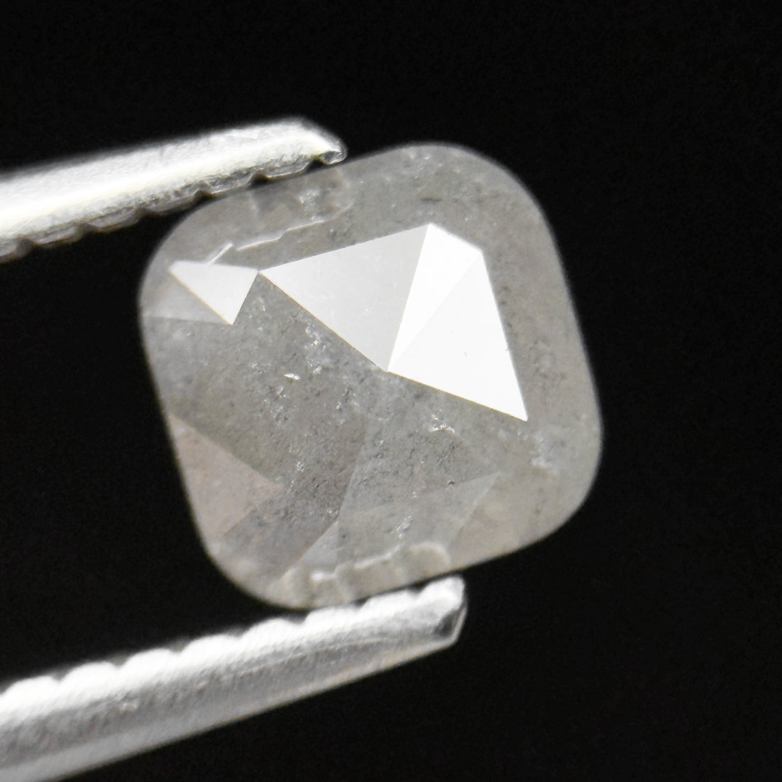 0.88 Ct Cushion Rose Cut ICY White Natural Fancy Diamond