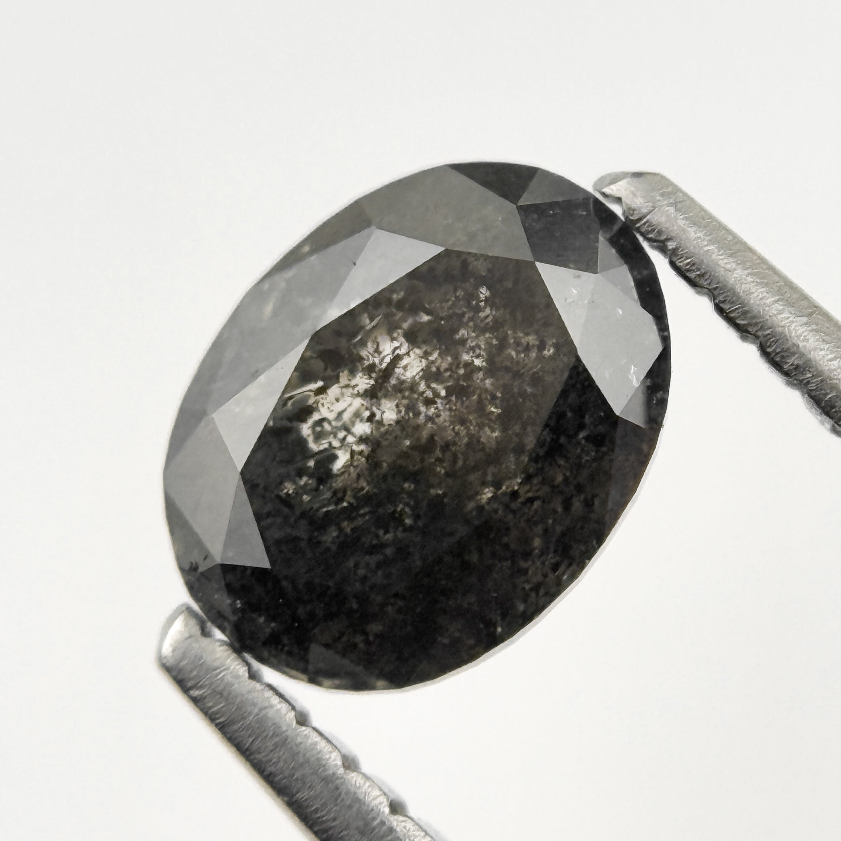 1.08 Ct Oval Rose Cut Grey Natural Salt and Pepper Diamond