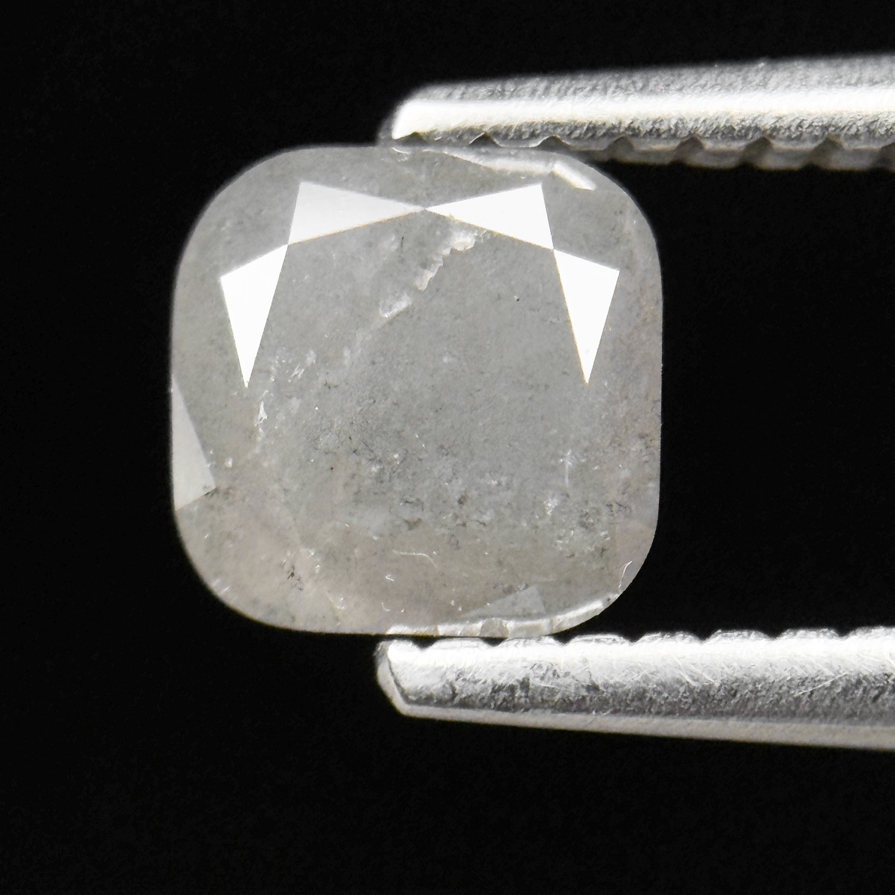 0.88 Ct Cushion Rose Cut ICY White Natural Fancy Diamond