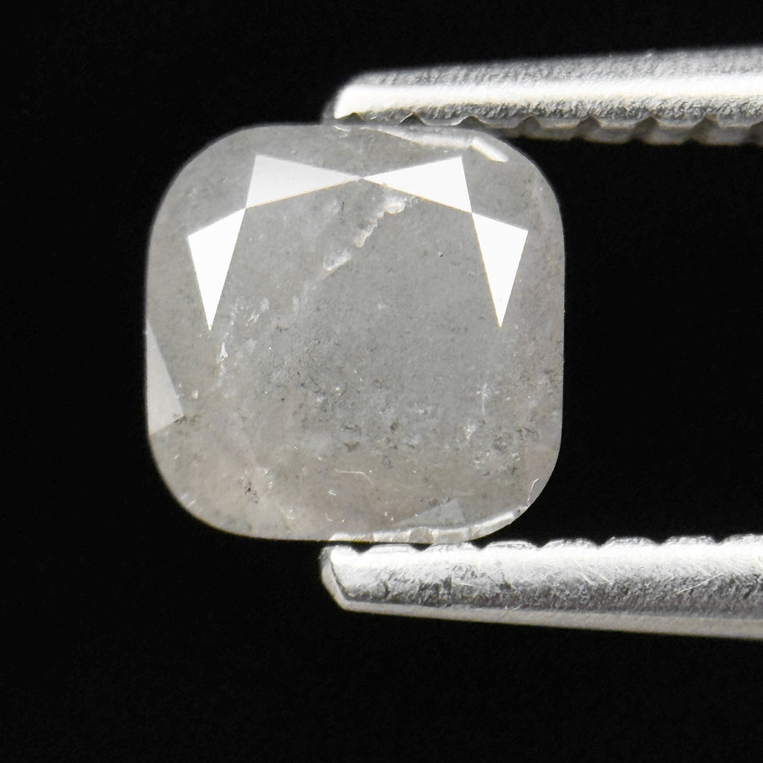 0.88 Ct Cushion Rose Cut ICY White Natural Fancy Diamond