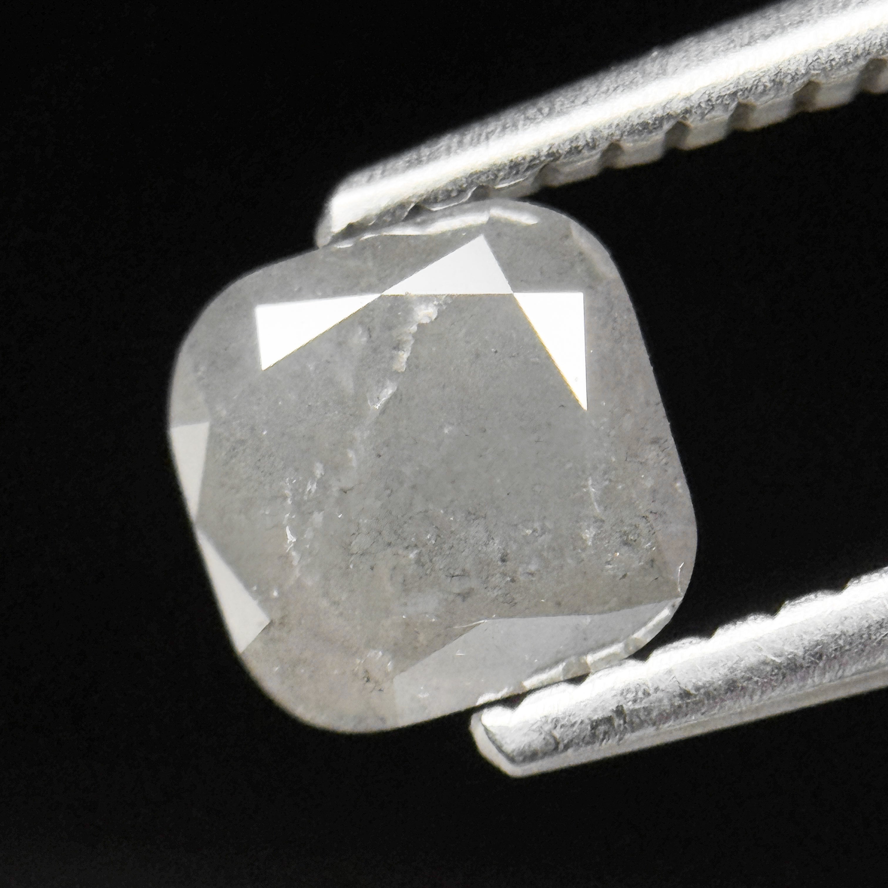 0.88 Ct Cushion Rose Cut ICY White Natural Fancy Diamond