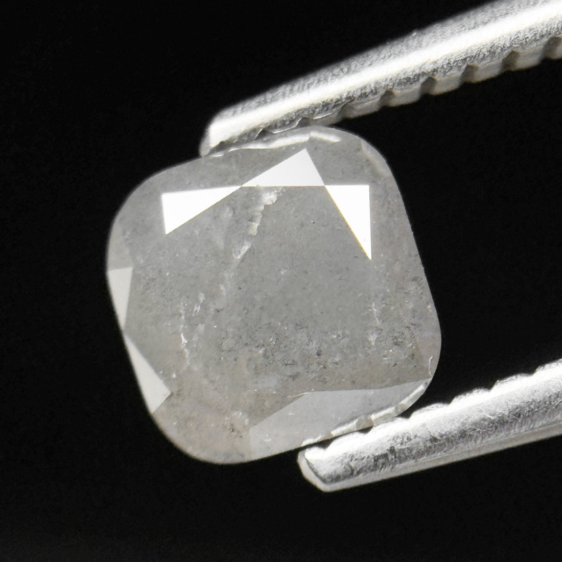 0.88 Ct Cushion Rose Cut ICY White Natural Fancy Diamond