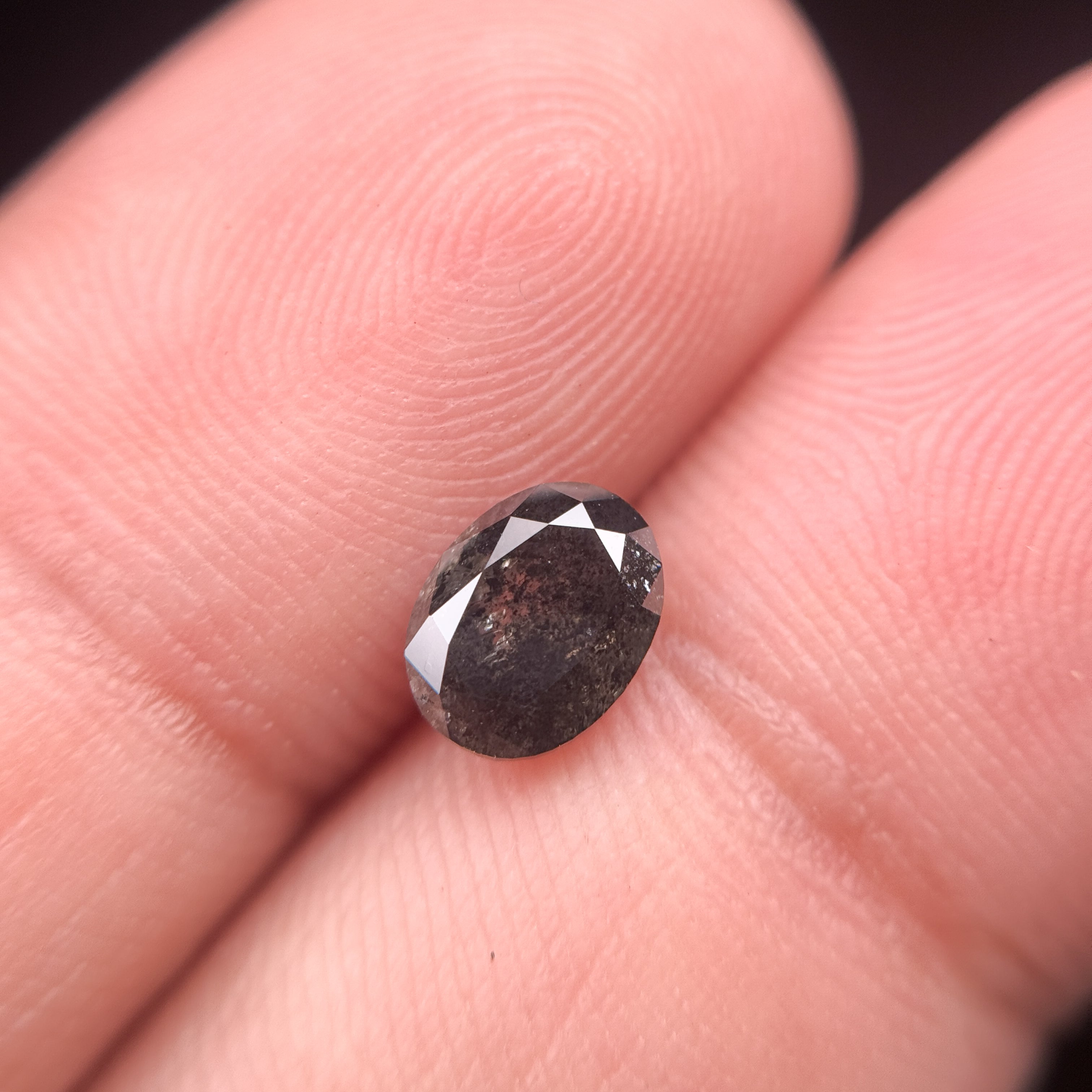 1.08 Ct Oval Rose Cut Grey Natural Salt and Pepper Diamond