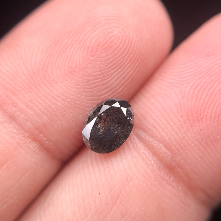 1.08 Ct Oval Rose Cut Grey Natural Salt and Pepper Diamond