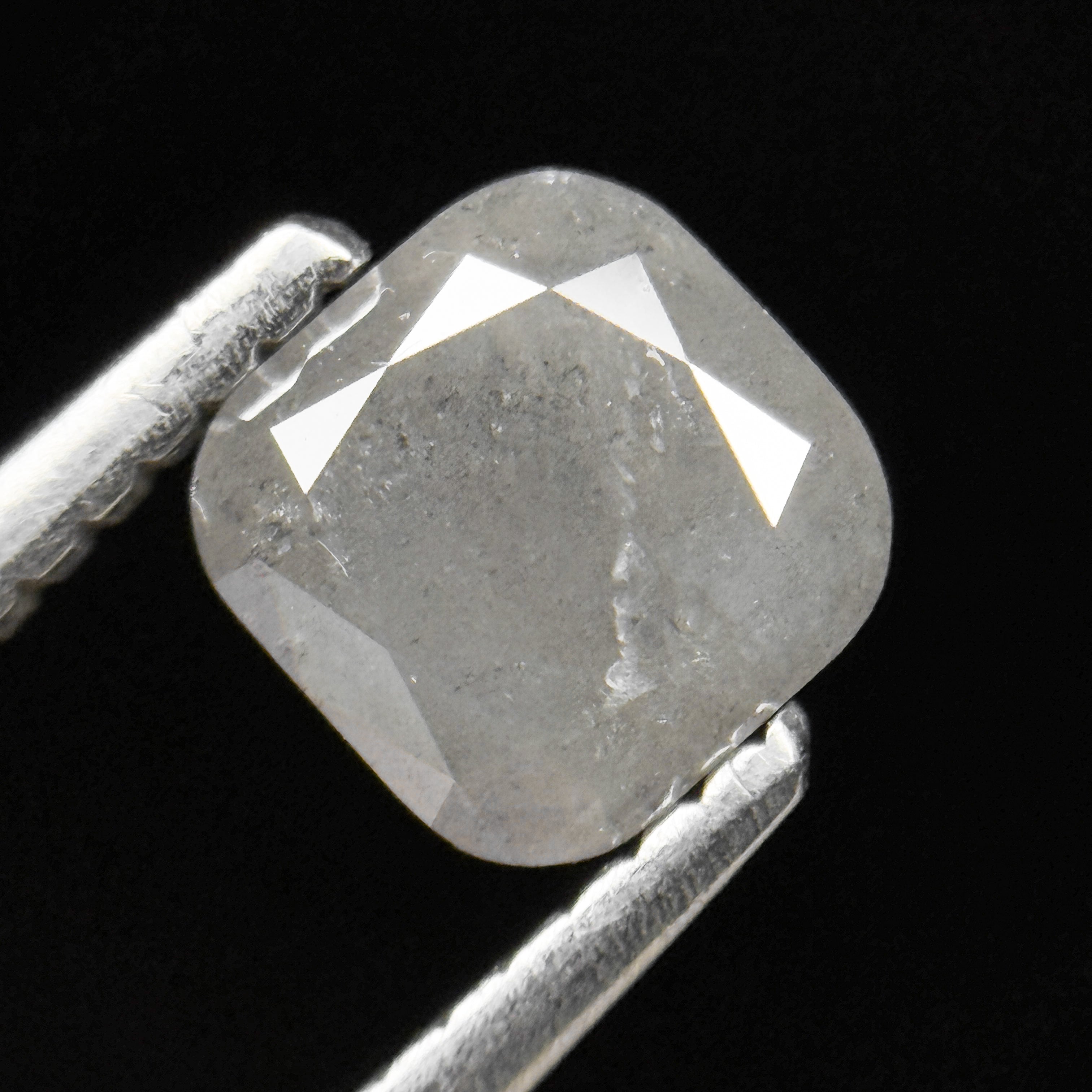 0.88 Ct Cushion Rose Cut ICY White Natural Fancy Diamond