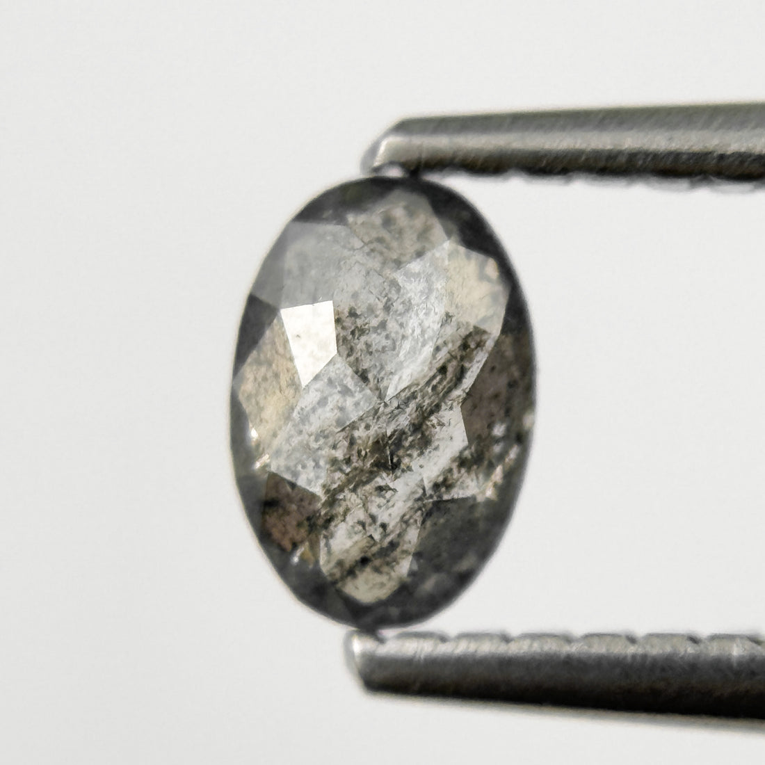 0.44 Ct Oval Rose Cut Grey Natural Salt and Pepper Diamond