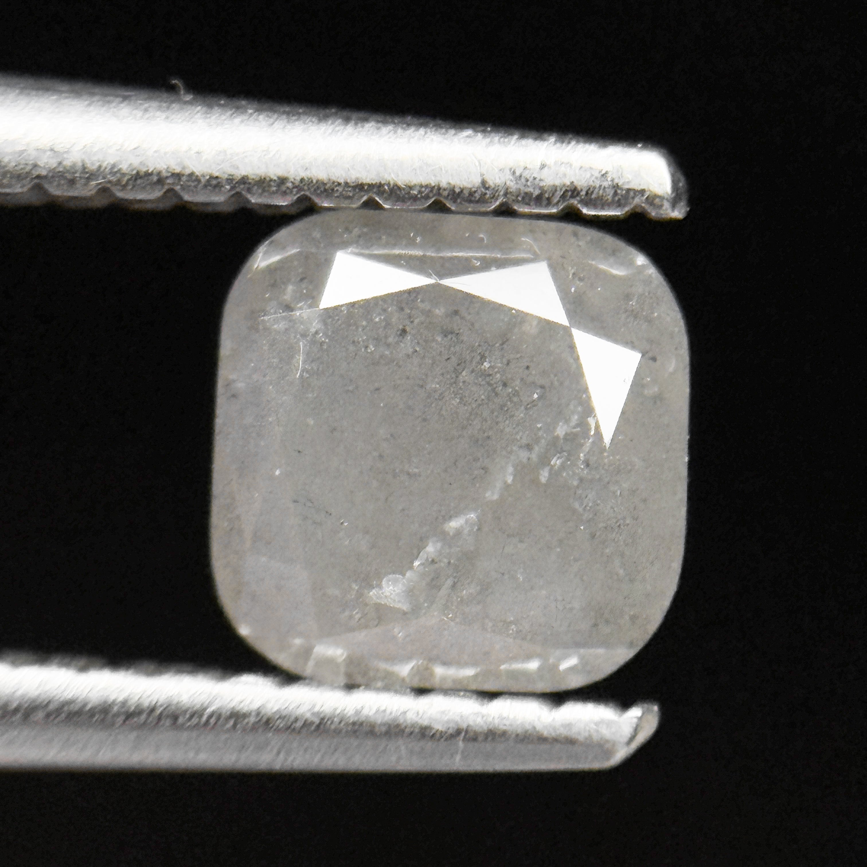 0.88 Ct Cushion Rose Cut ICY White Natural Fancy Diamond