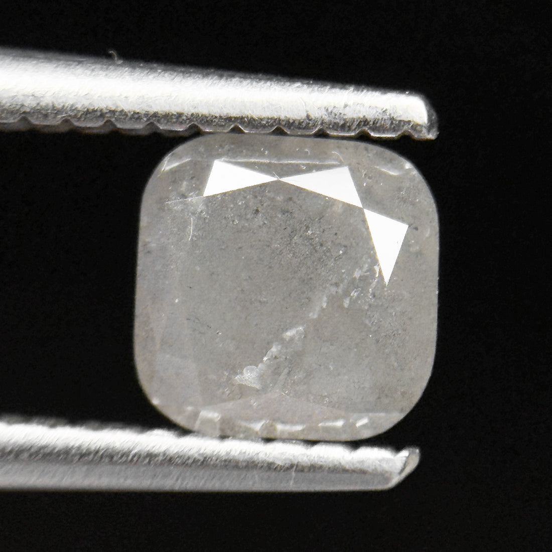 0.88 Ct Cushion Rose Cut ICY White Natural Fancy Diamond