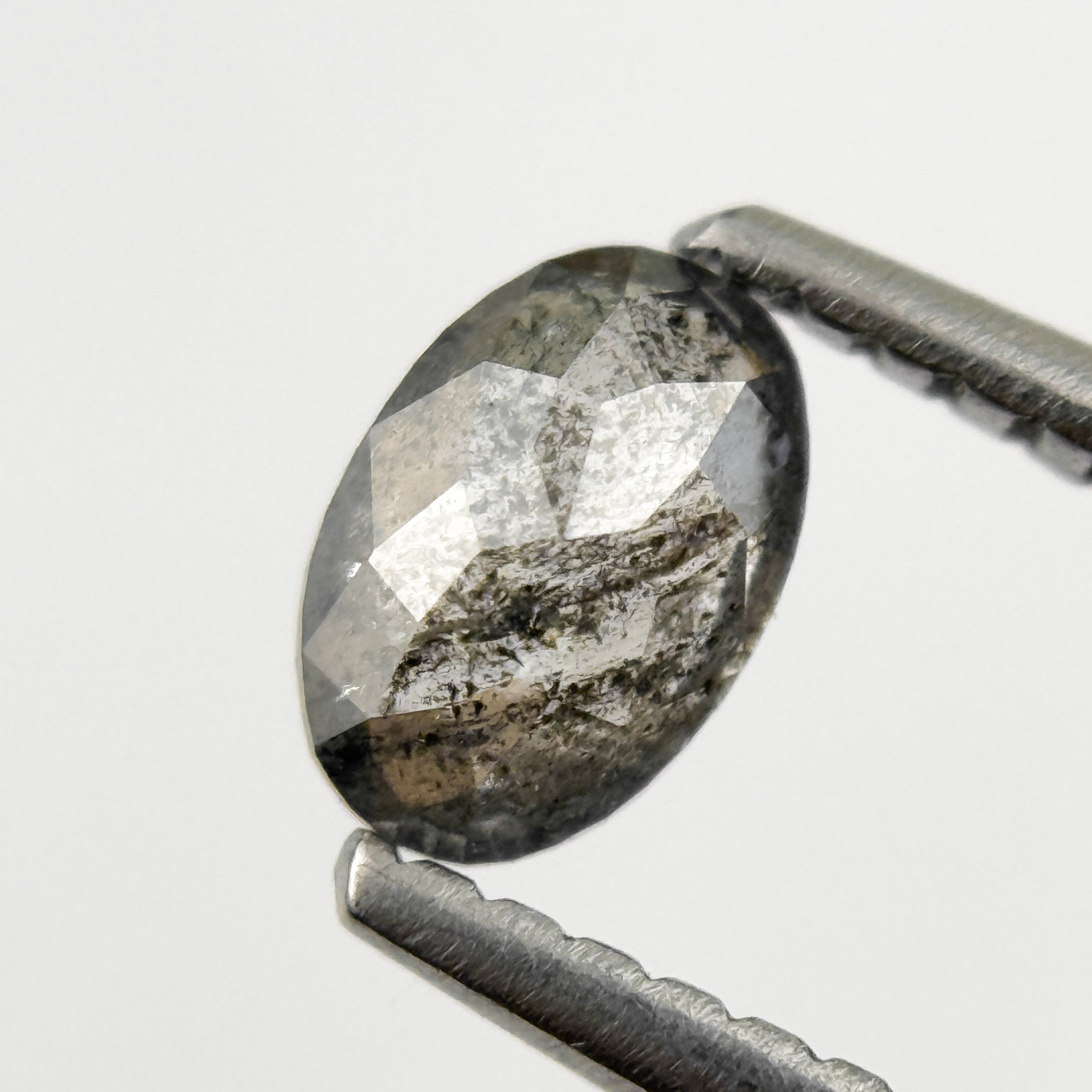 0.44 Ct Oval Rose Cut Grey Natural Salt and Pepper Diamond