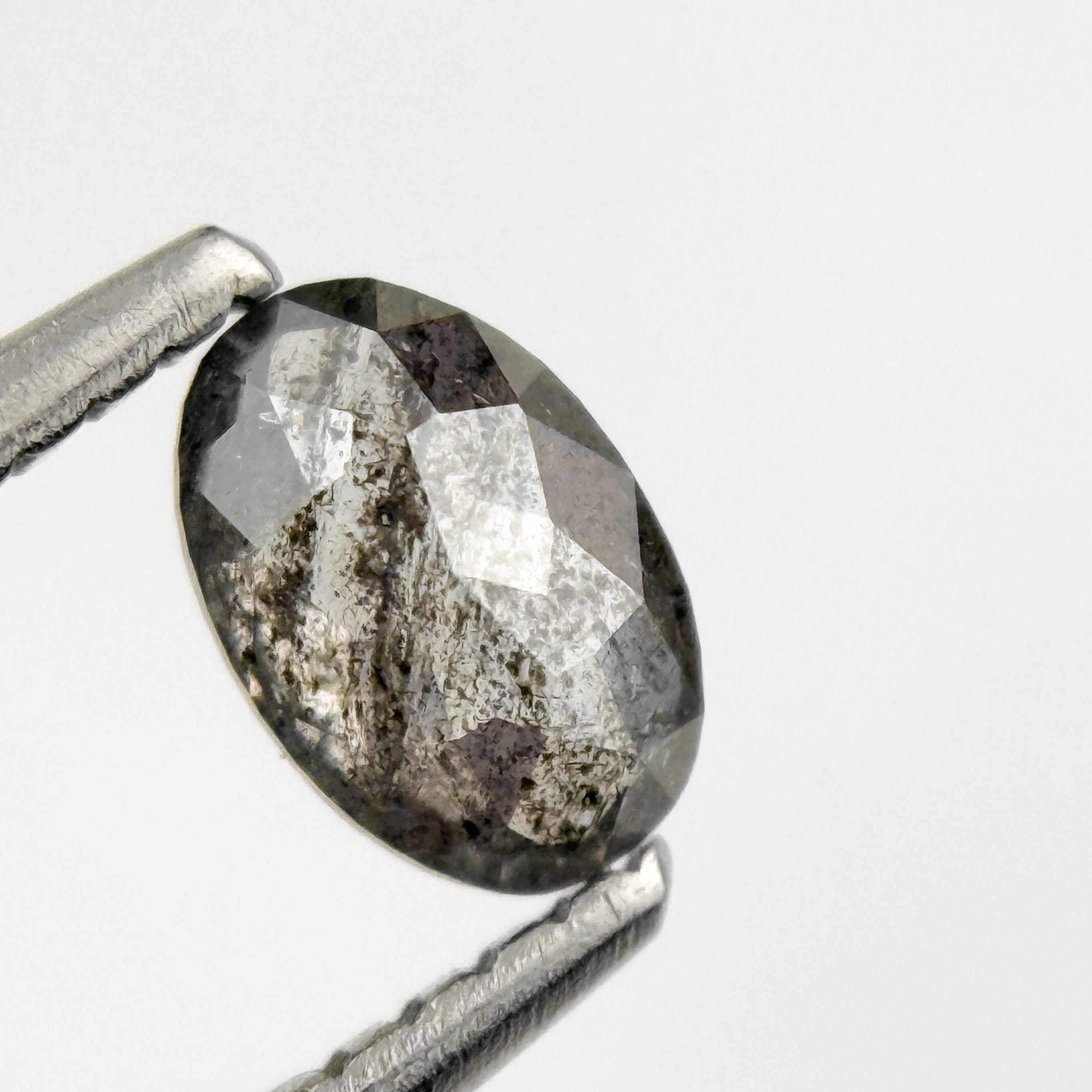 0.44 Ct Oval Rose Cut Grey Natural Salt and Pepper Diamond