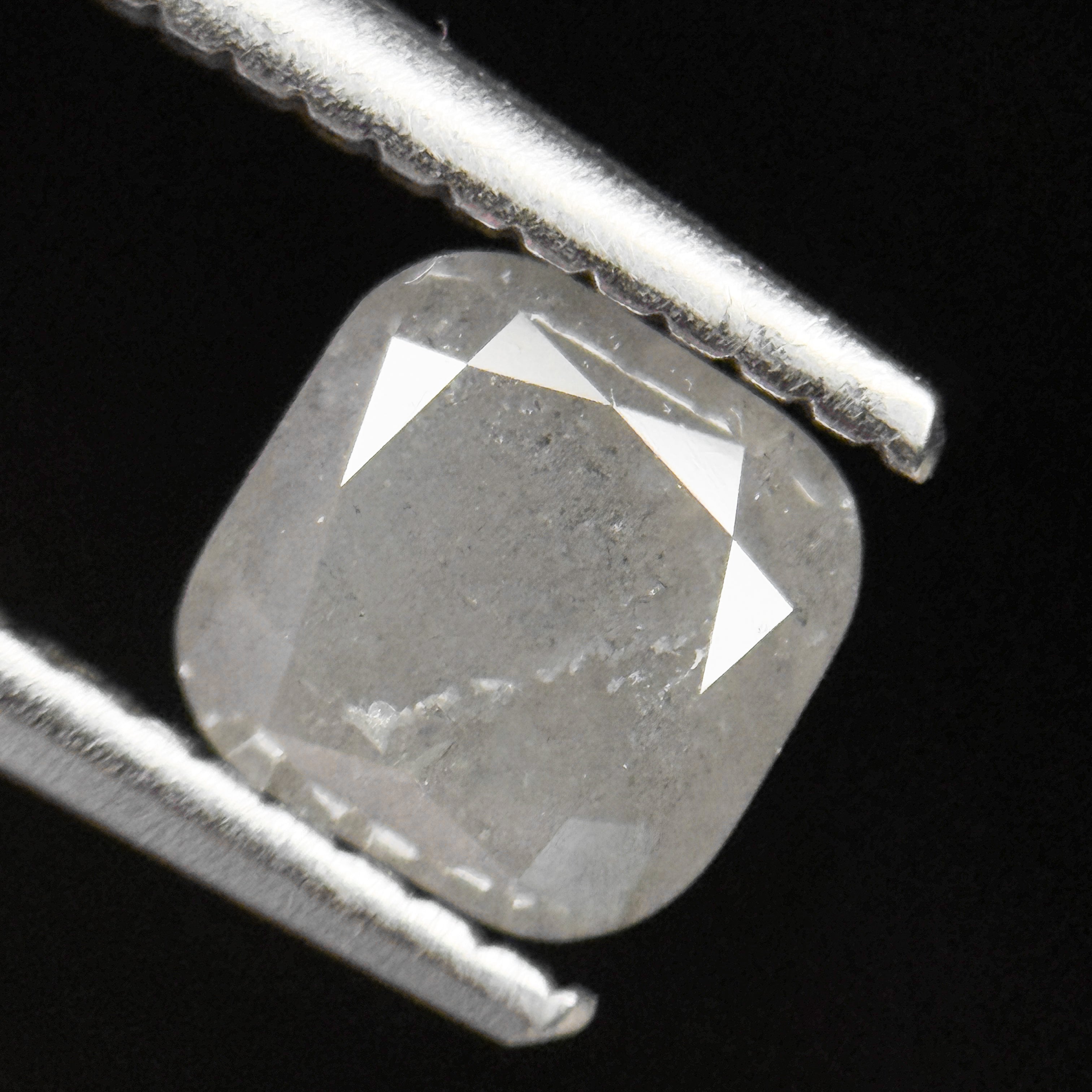 0.88 Ct Cushion Rose Cut ICY White Natural Fancy Diamond