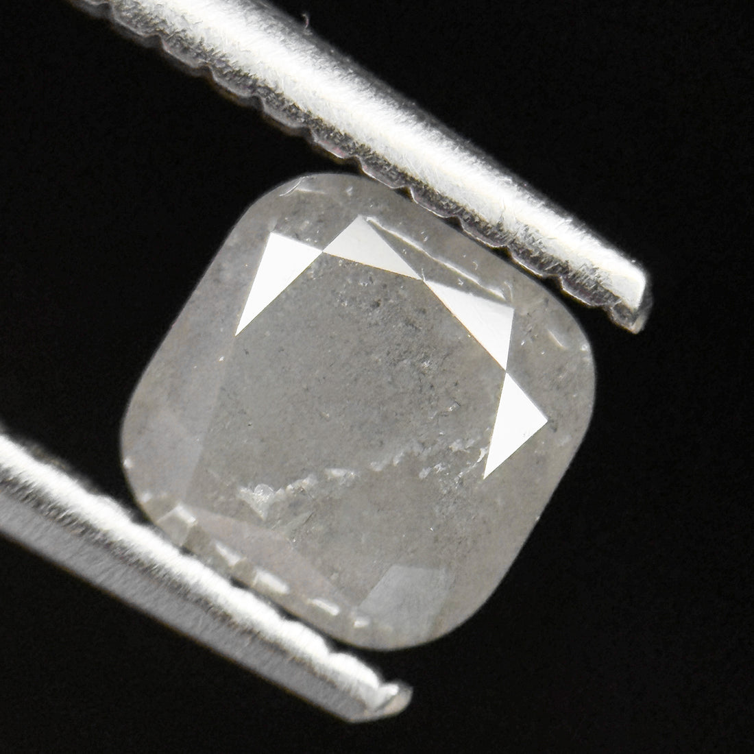 0.88 Ct Cushion Rose Cut ICY White Natural Fancy Diamond