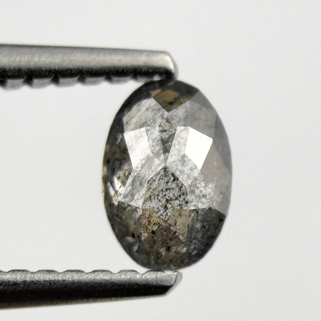 0.44 Ct Oval Rose Cut Grey Natural Salt and Pepper Diamond