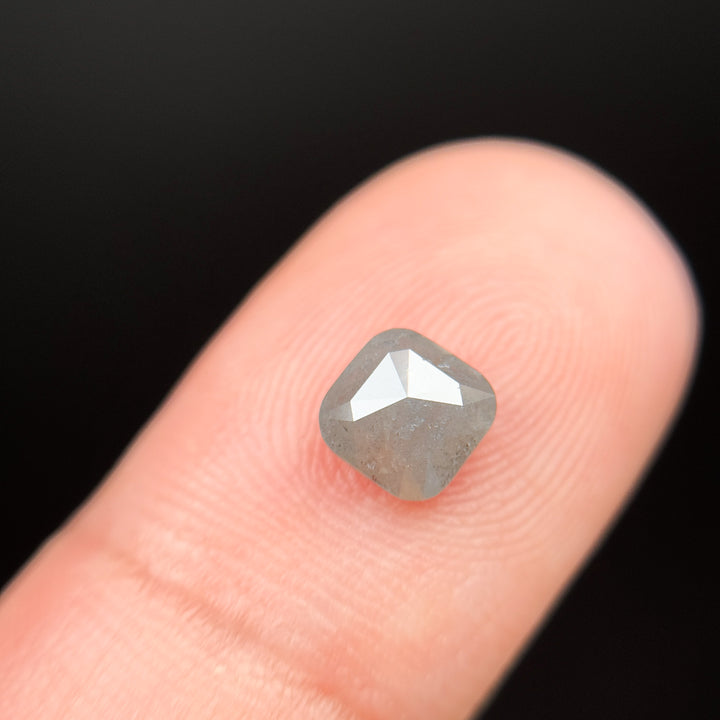 0.88 Ct Cushion Rose Cut ICY White Natural Fancy Diamond