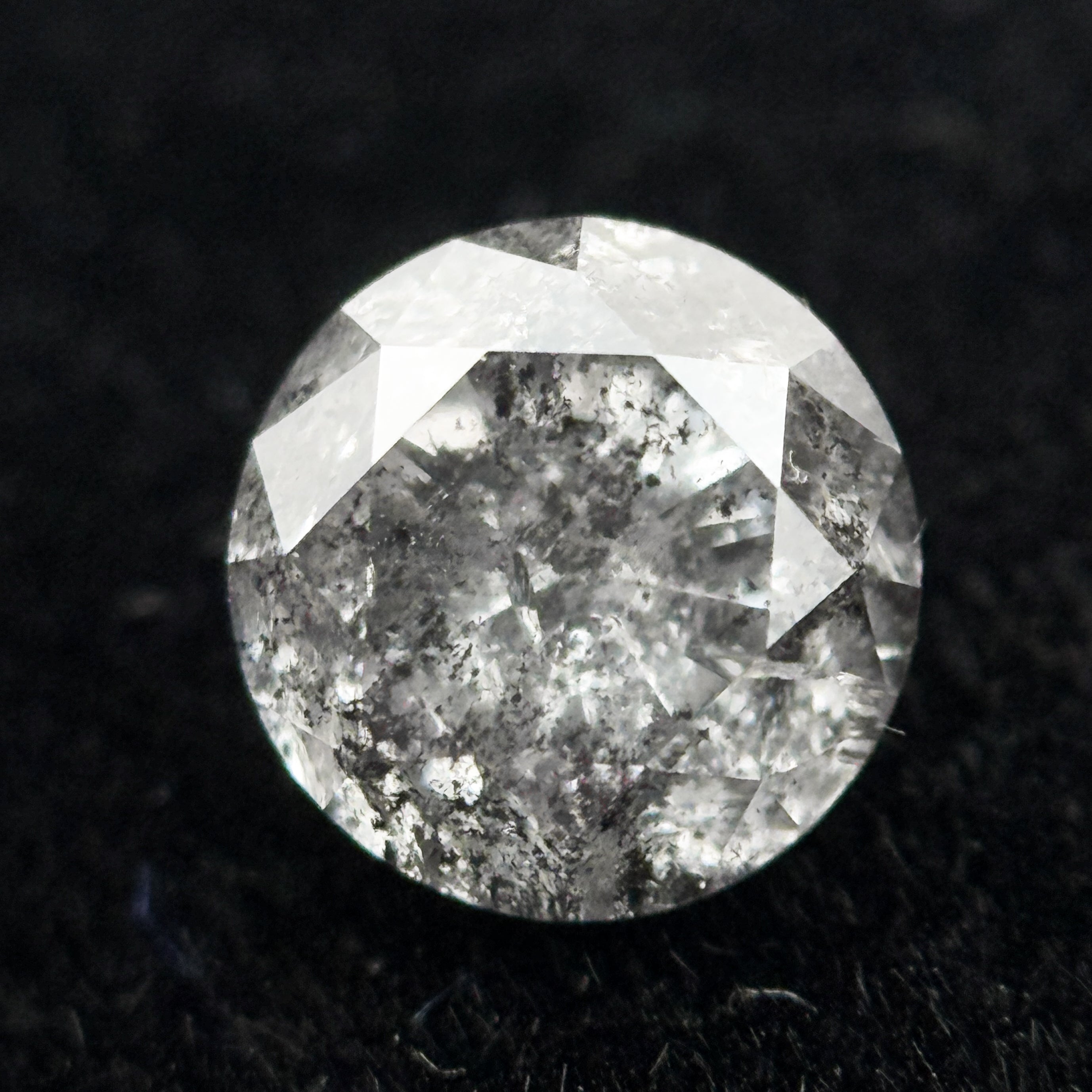 1.06 Ct Round Brilliant Cut Grey Natural Galaxy Diamond
