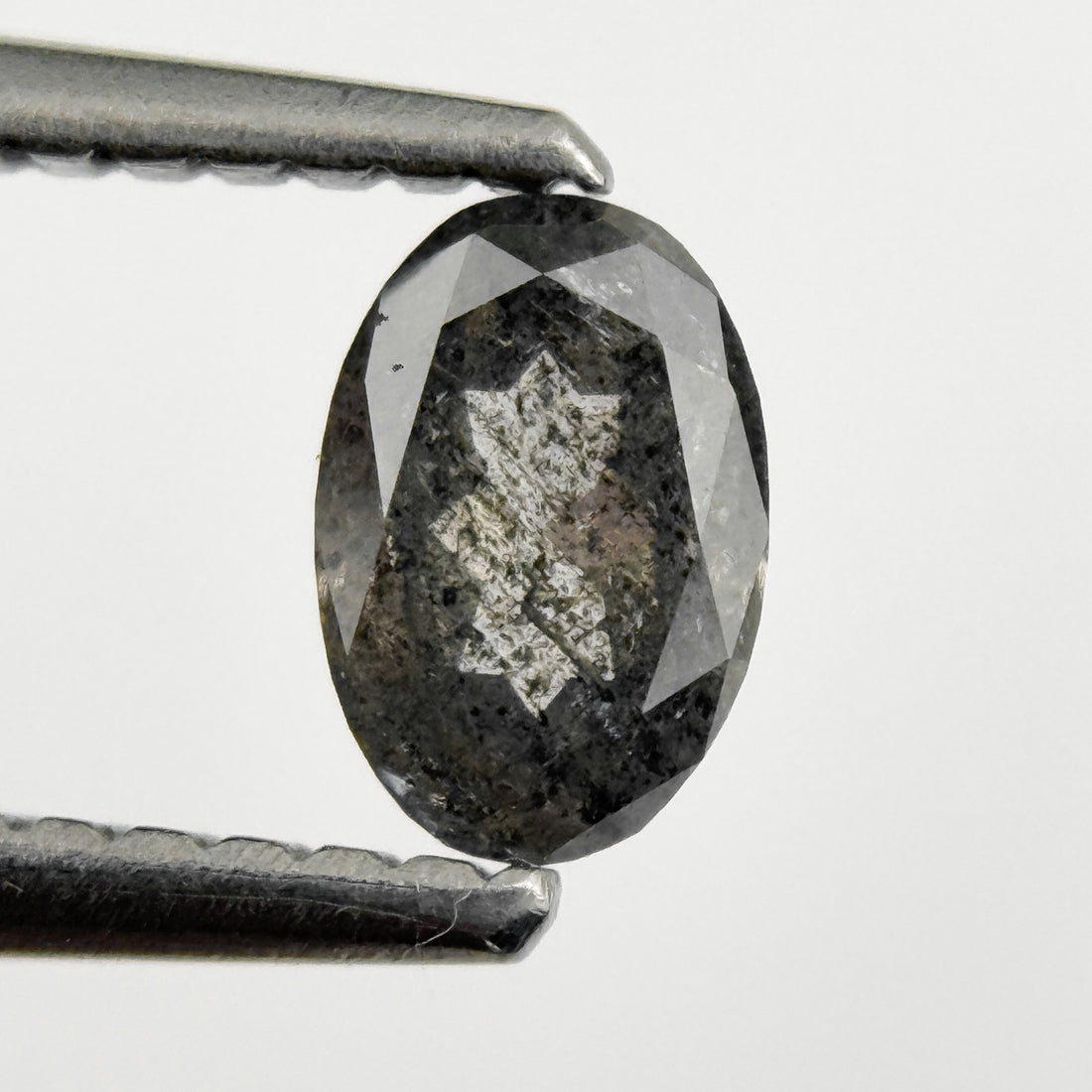 0.44 Ct Oval Rose Cut Grey Natural Salt and Pepper Diamond