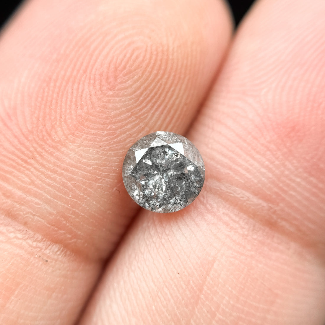 1.06 Ct Round Brilliant Cut Grey Natural Galaxy Diamond